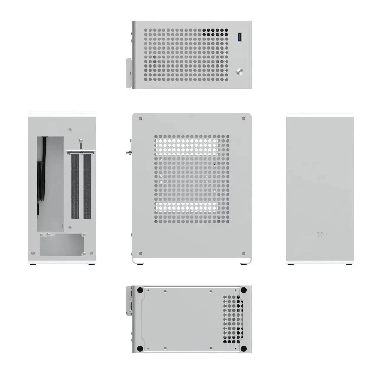 ZZAW A1P Mini-ITX PC Case - Compact Silver Aluminum Gaming Computer Chassis with 3.0 Dual Reverse PCI Riser Cable | Perfect for Small Form Factor Builds, Home Theater PCs & Space-Saving Gaming Rigs
