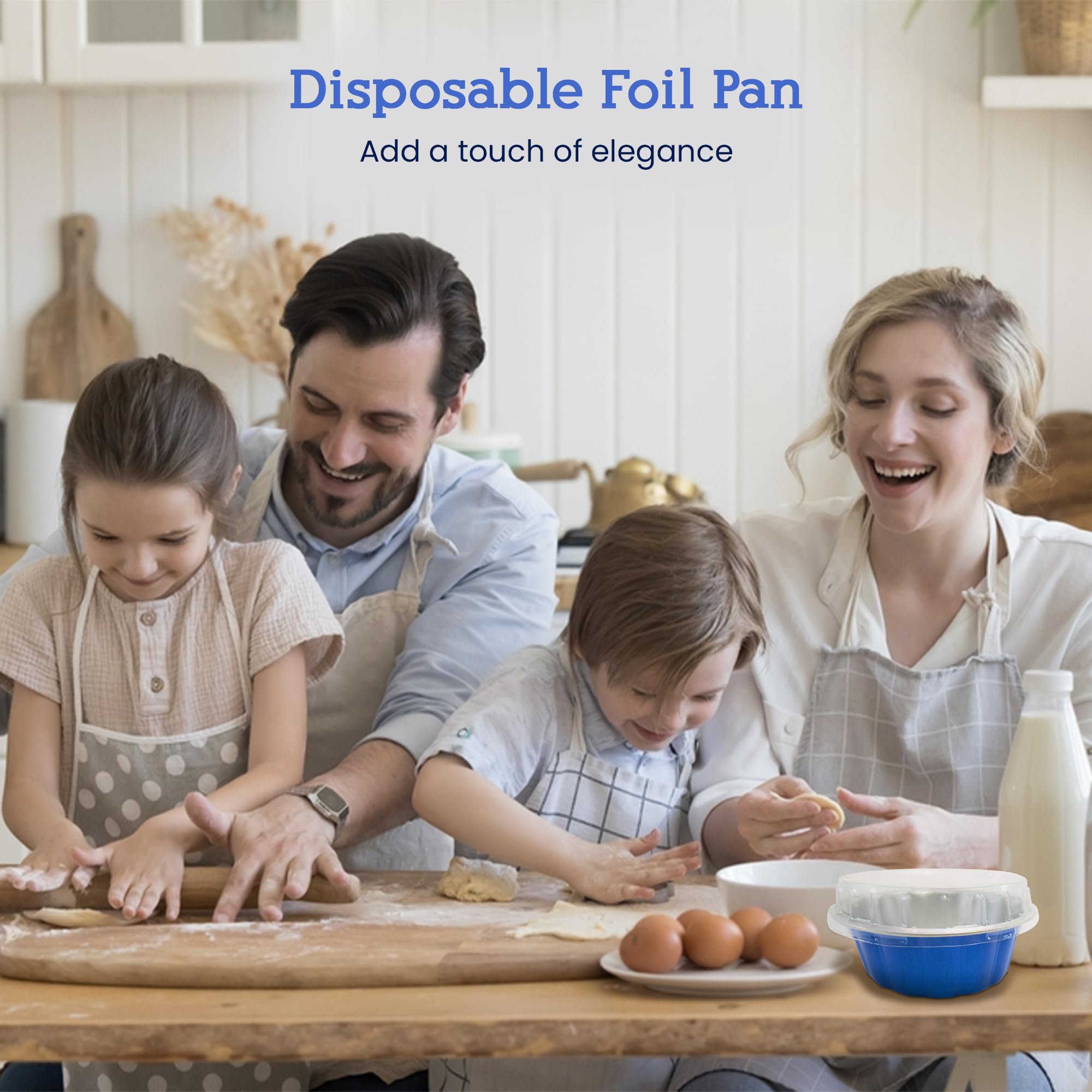 KitchenDance 8 oz Disposable Round Aluminum Foil Pans Without Lids - Mini Pie Tins for Baking, Storing Mini Cakes & Desserts - Vibrant Colors, Sturdy Scalloped Edge Design - Perfect for Parties, Picnics & Holiday Baking - A8NL