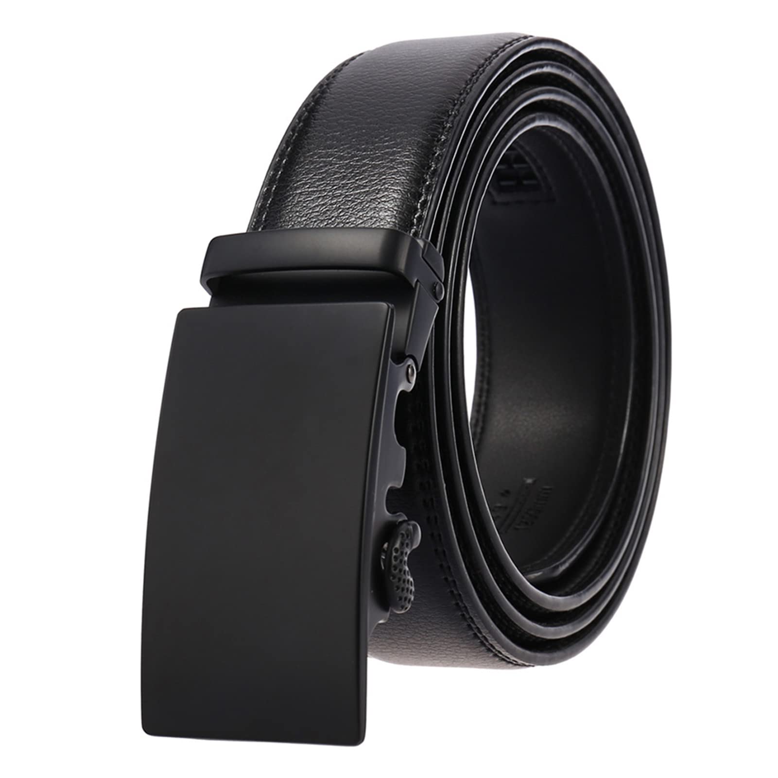 Premium Leather Men's Belt with Automatic Buckle - Black for Office & Casual Wear