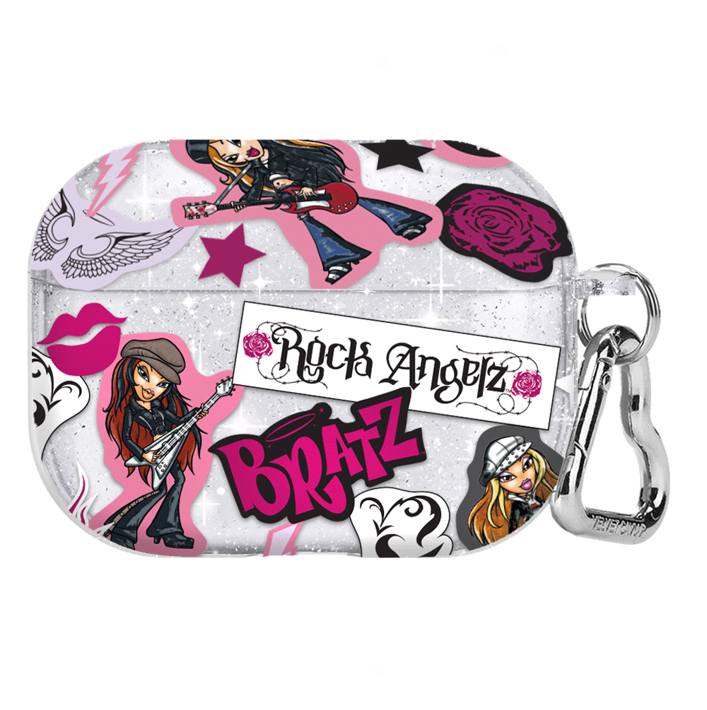 Bratz Rock Angelz Glitter AirPod Case for Apple AirPods 1/2/3 & Pro - Trendy Protective Cover with Sparkle Design - Perfect for Teens, Music Lovers & Fashion Accessories