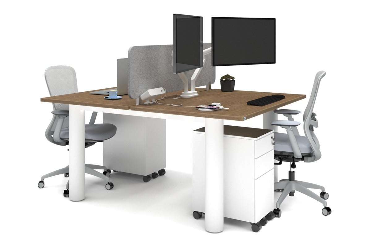 Quadro Cylinder Leg 2-Person Office Workstation Desk - 1400L x 800W with Cable Management - Perfect for Collaborative Workspaces & Modern Offices