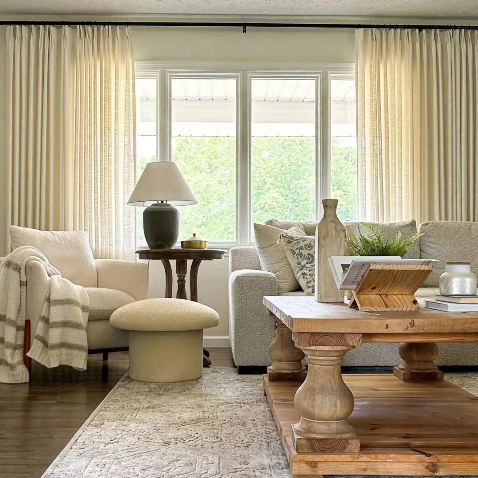 Liz Linen Extra Wide Pleated Curtains for Living Room & Bedroom - Blackout Thermal Insulated Drapes for Home Decor