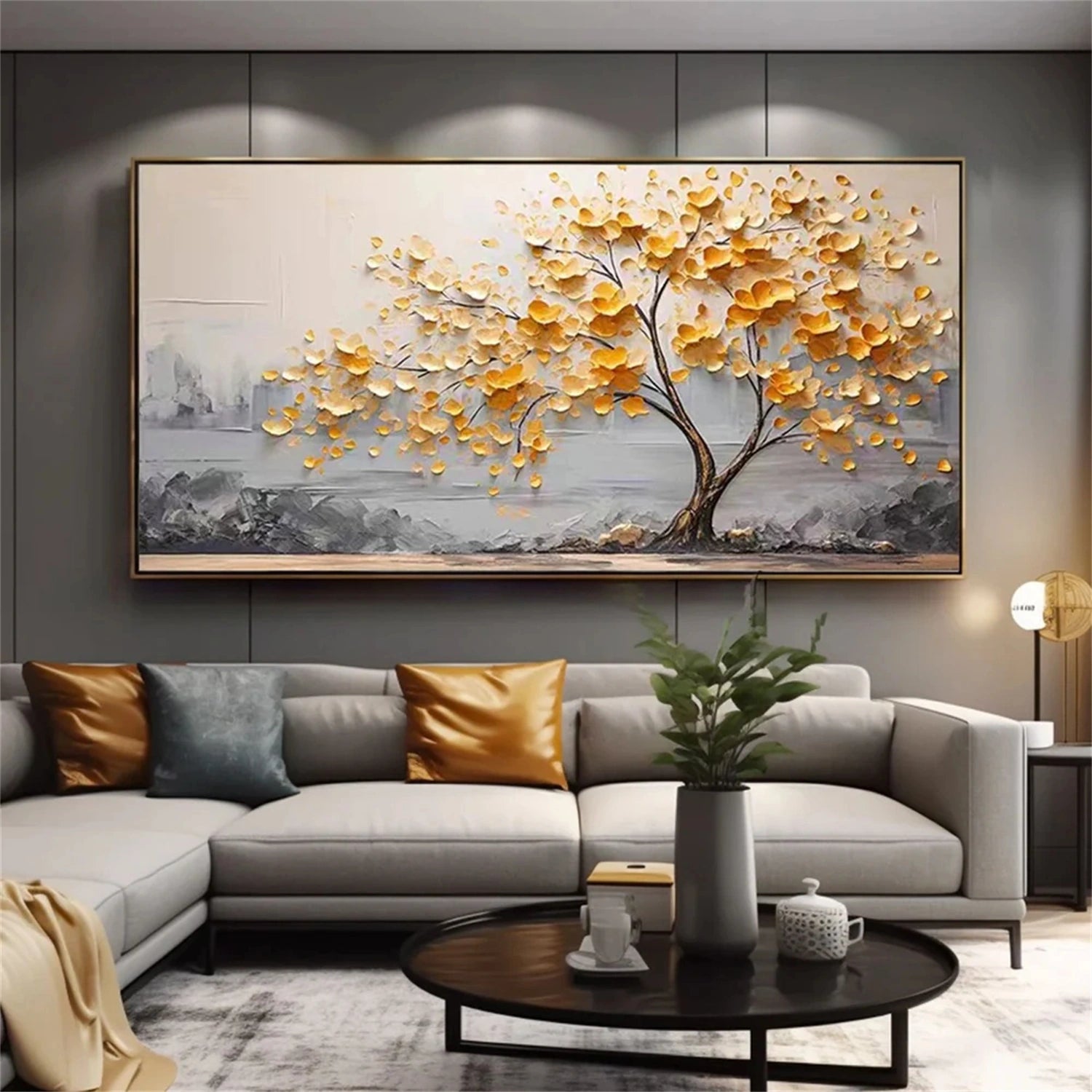 Flower and Tree Painting #FT123 - Handmade Canvas Art for Home Decor, Office, and Living Room Wall