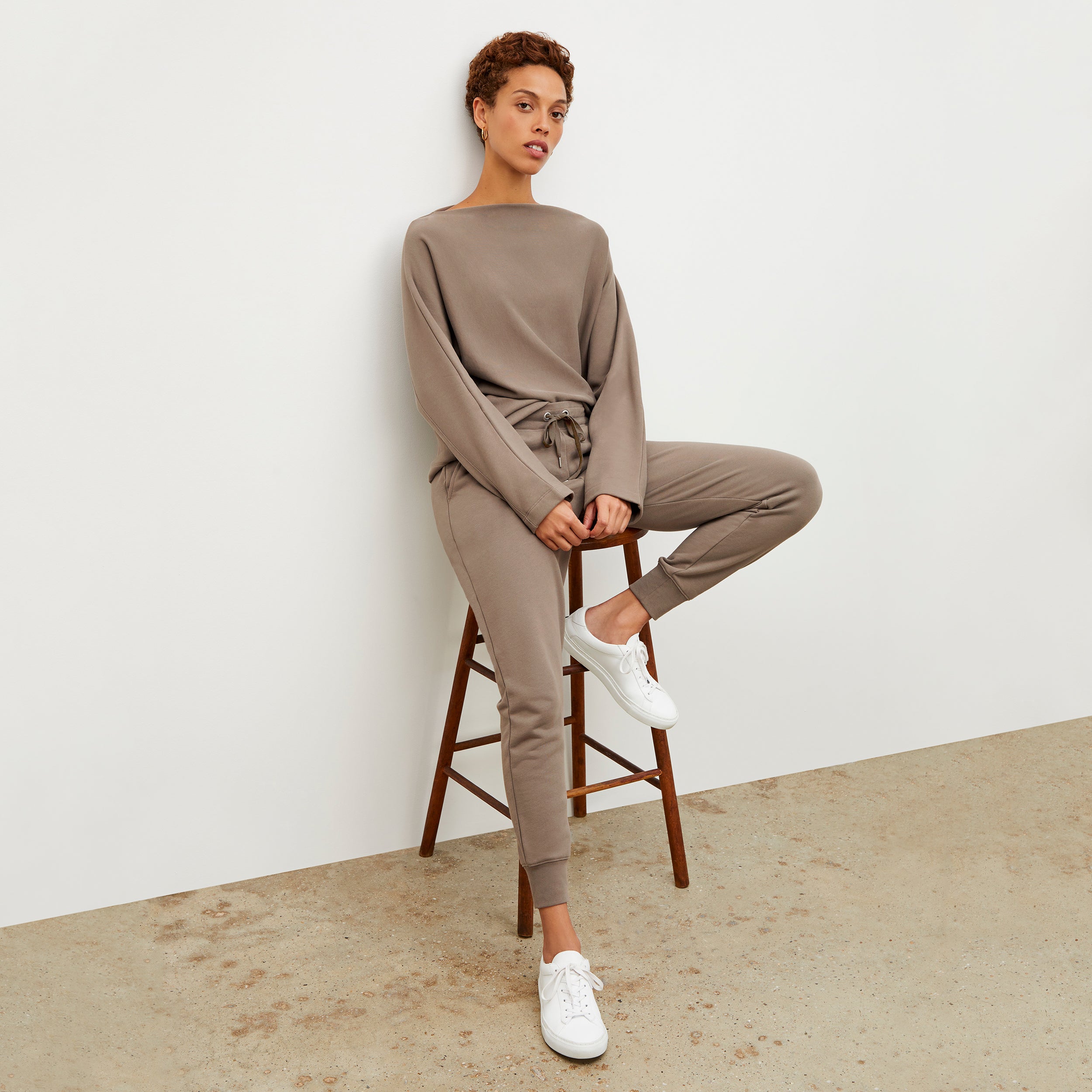 Joni Jogger French Terry Sweatpants for Women - Soft Mink Color Lounge Pants - Perfect for Yoga, Running & Casual Wear