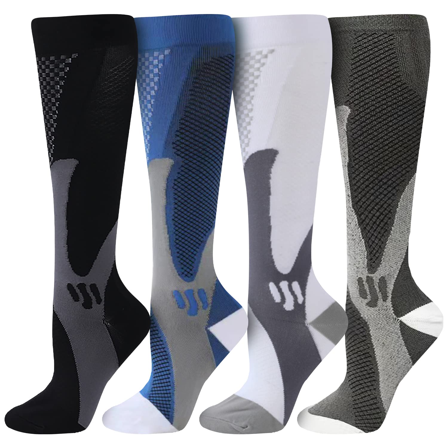 Wide Calf Compression Socks for Women & Men (M-4XL) - 20-30mmHg Plus Size Support Socks - Ideal for Nurses, Pregnancy & Varicose Vein Relief - Perfect for Long Shifts, Travel & Post-Workout Recovery