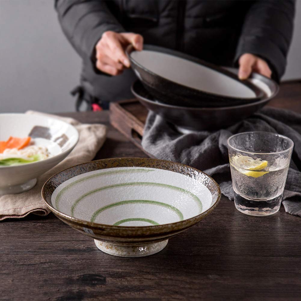 Durable Ceramic Bowl Set with Chopsticks - Microwave & Dishwasher Safe Round Bowls for Soup, Cereal, Salad, Pasta - Stackable Kitchenware for Asian Dining & Meal Prep