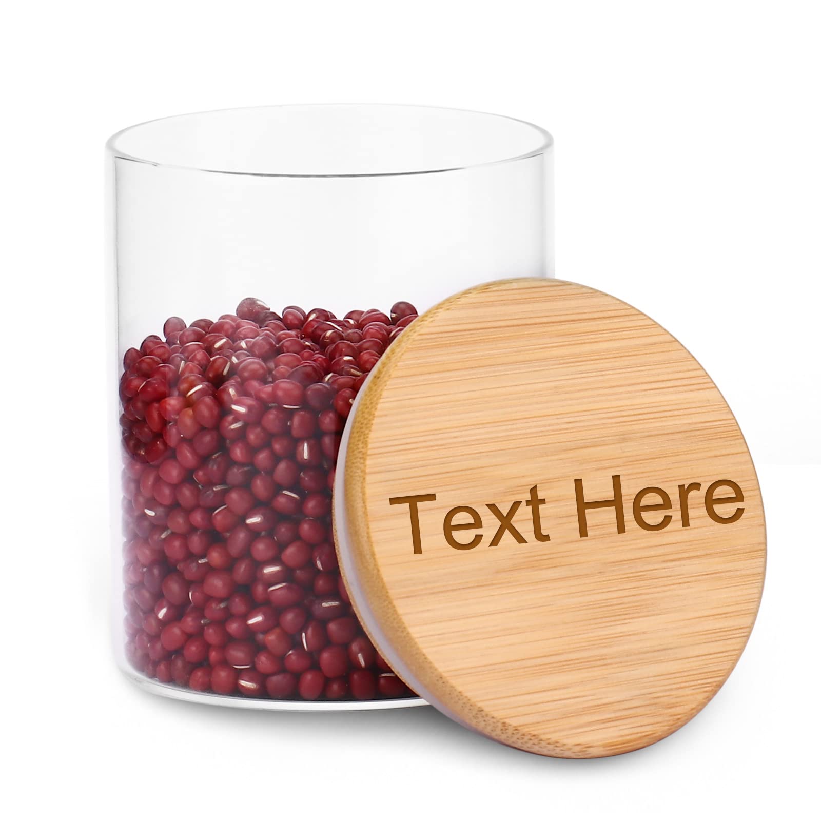Premium Glass Food Storage Containers with Bamboo Lids - Airtight Clear Glass Jars for Cereal, Candy, Nuts, Oatmeal, Tea & Coffee (15 oz) | Free Custom Engraving | Perfect for Pantry Organization & Kitchen Storage
