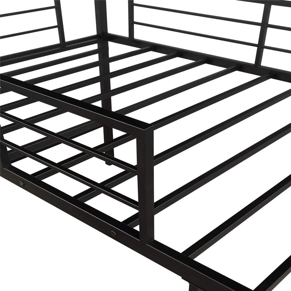 **Metal Twin Low Loft Bed with Slide & Guardrails for Kids - Safe Toddler Bed for Boys & Girls, No Box Spring Needed, Space-Saving Multifunctional Design (Red) - Perfect for Small Bedrooms, Playrooms & Dorm Decor**