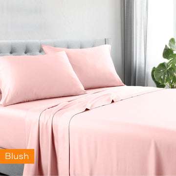 1200 Thread Count Hotel Quality Cotton Rich Sheet Set - Double Size, Blush Pink - Ultra Soft & Breathable for Luxurious Sleep & Bedroom Decor