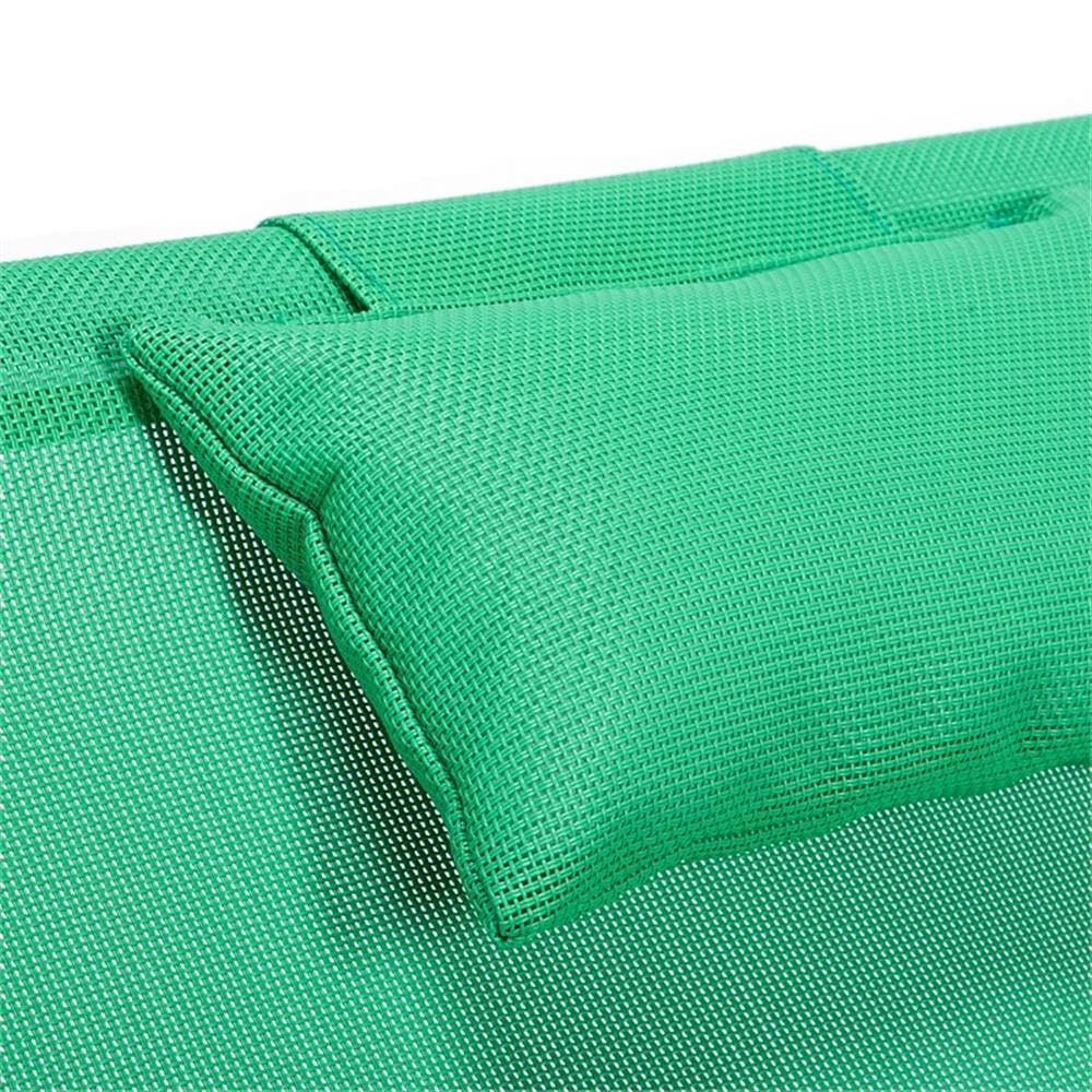 LeisureMod Sunset Outdoor Portable Patio Beach Sling Chair - Adjustable Reclining with Headrest, Lightweight & Foldable for Backyard, Poolside, Camping (Green)