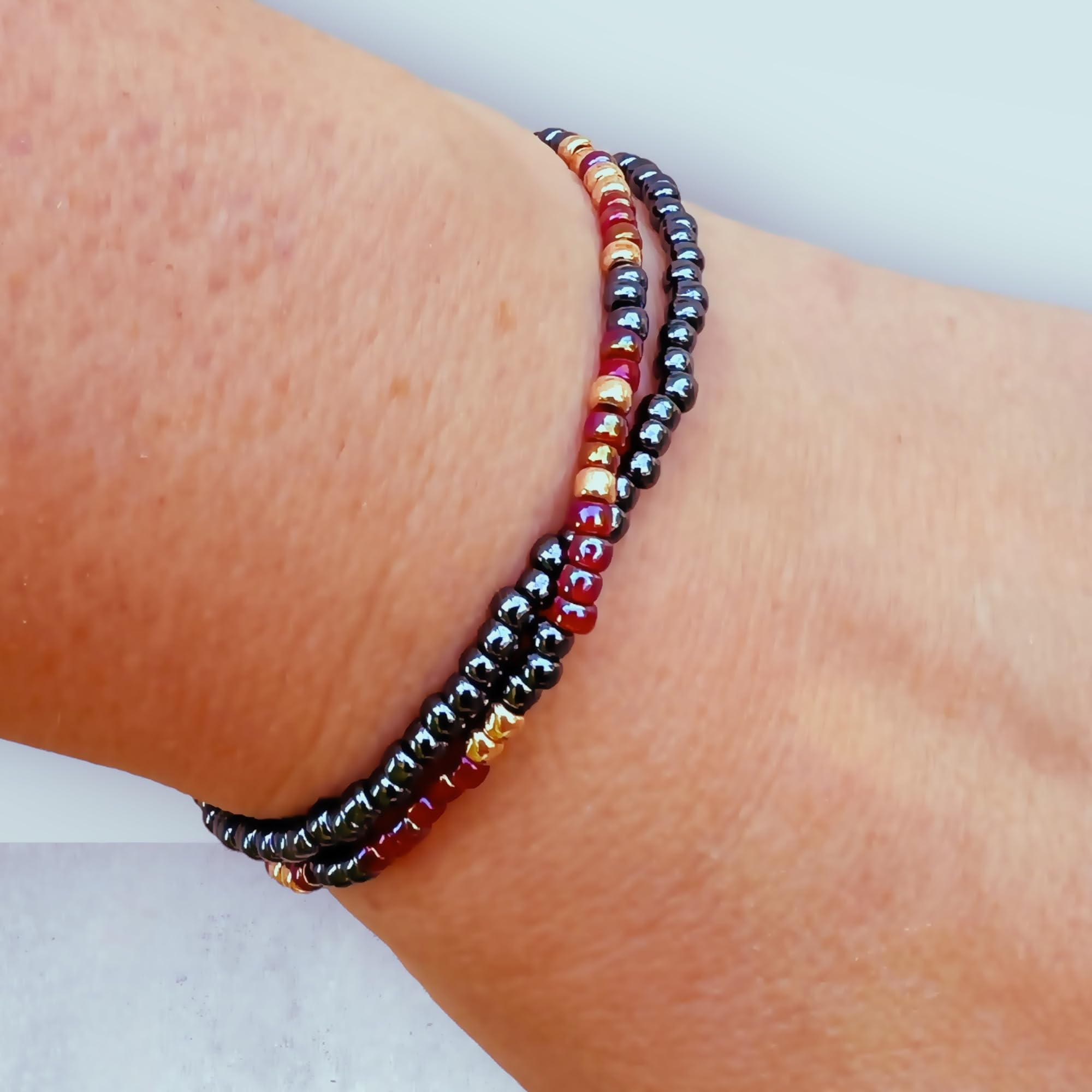 Morse Code Beaded Wrap Bracelet for Military Mom - Deployment Gift for Wife, Girlfriend, Sister, Best Friend - Prayer Stay Safe Navy Gold & White Bracelet - Perfect for Deployment, Homecoming, Military Appreciation Events