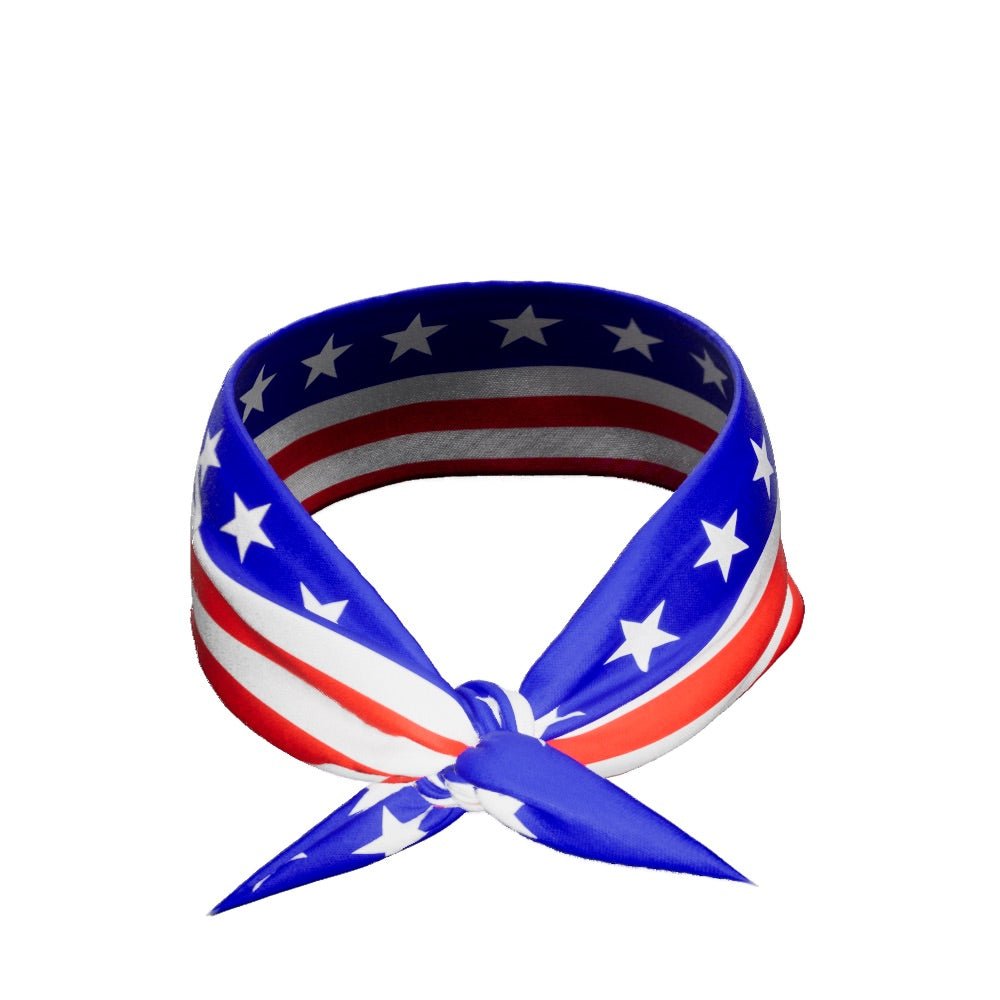 Patriotic Stars & Stripes Tie Headband - Adjustable Hairband for Women & Girls - Perfect for 4th of July, Independence Day & USA Themed Parties