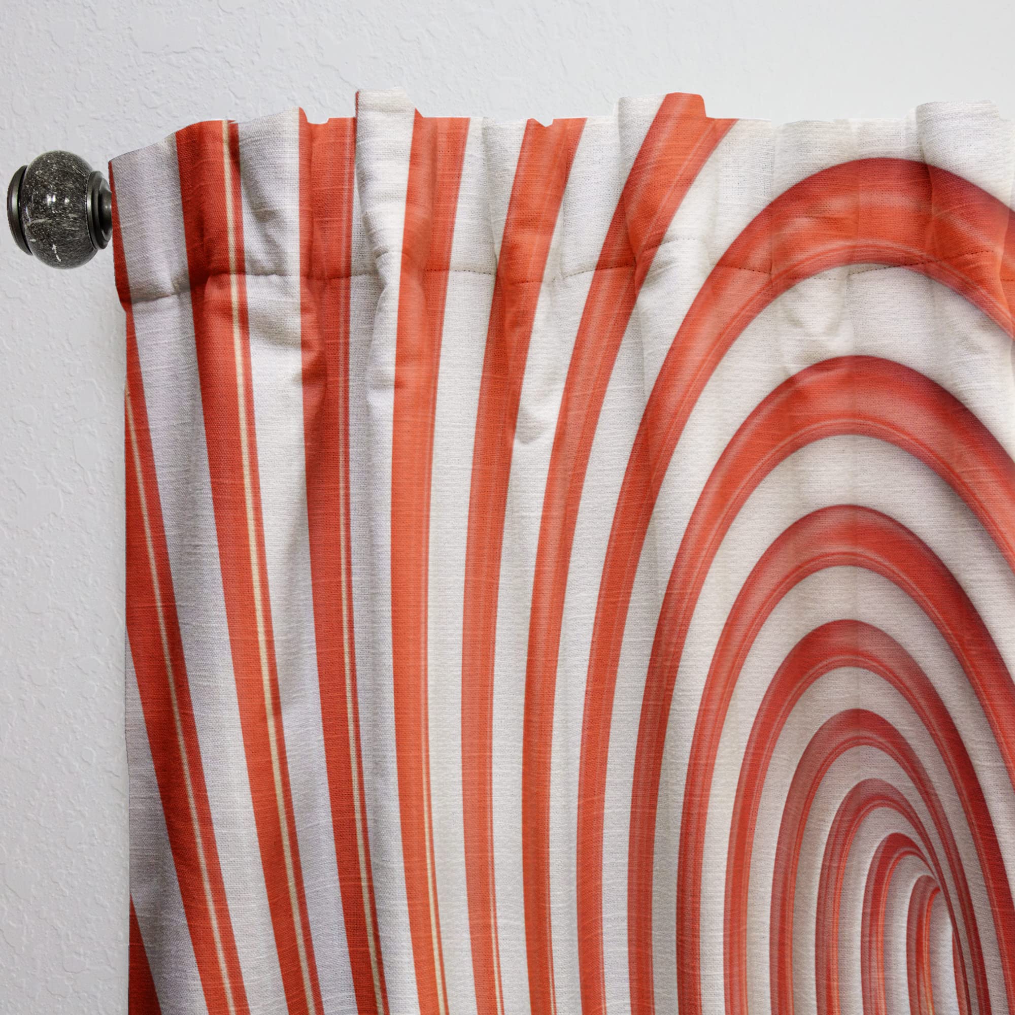 DesignQ Thermal Insulated Spiral Curtains - Red & White Lined Single Panel (52x108 inches) for Bedroom & Living Room - Energy Saving Blackout Drapes for Home Decor