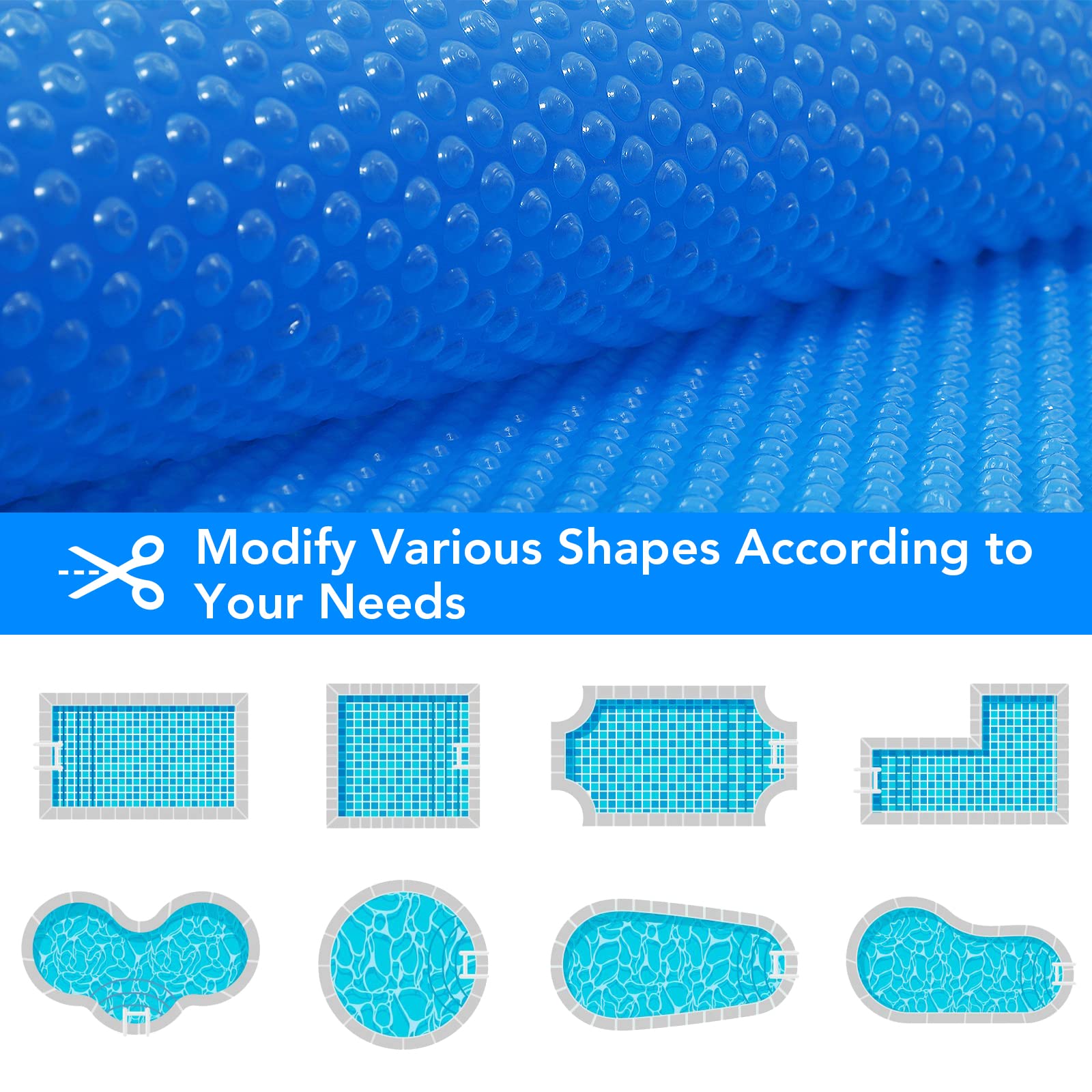 18x36FT Solar Pool Cover - 14mil Thick Rectangle Solar Blanket for Inground & Above Ground Swimming Pools | Blue | Extends Swimming Season & Reduces Heat Loss