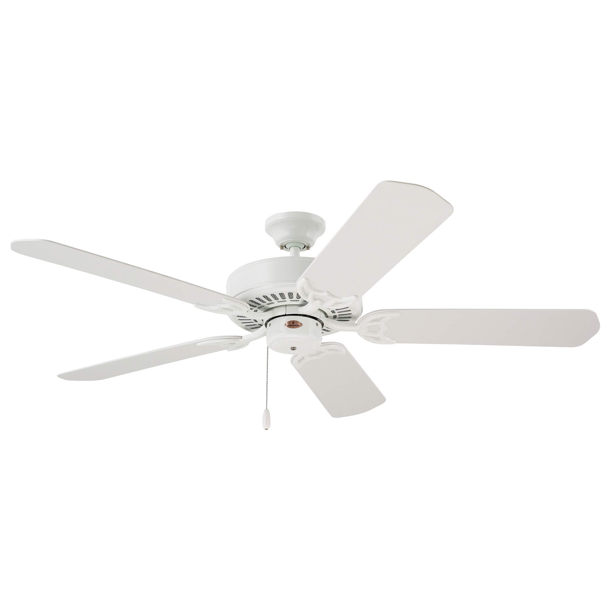 Emerson CF652WW 52-Inch Indoor/Outdoor Ceiling Fan with Damp Rating & Light Kit Compatibility - Appliance White Finish - Perfect for Patio, Bedroom & Living Room Cooling
