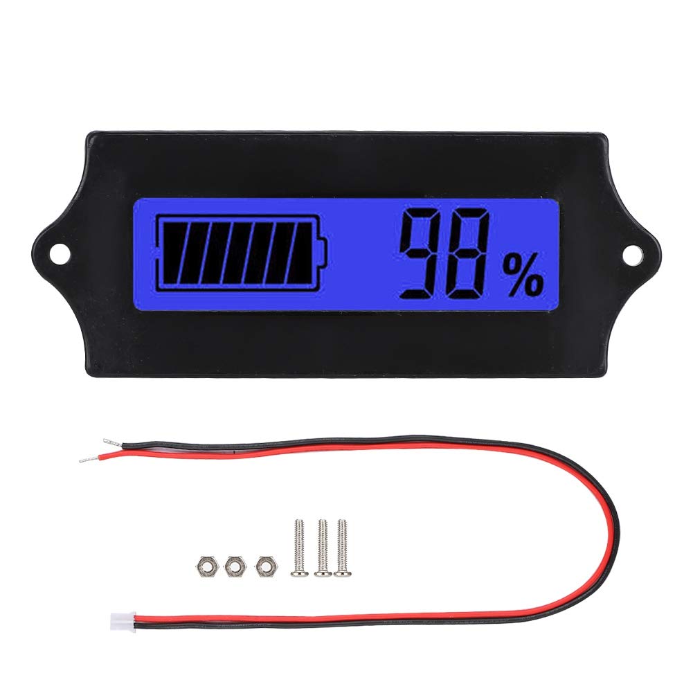 Digital Battery Tester & Monitor - LCD Display Voltage Meter for 12-84V Lead Acid/Lithium/Iron Lithium Batteries with Light Alarm (Blue) | Perfect for Car, RV, Solar & Marine Battery Maintenance