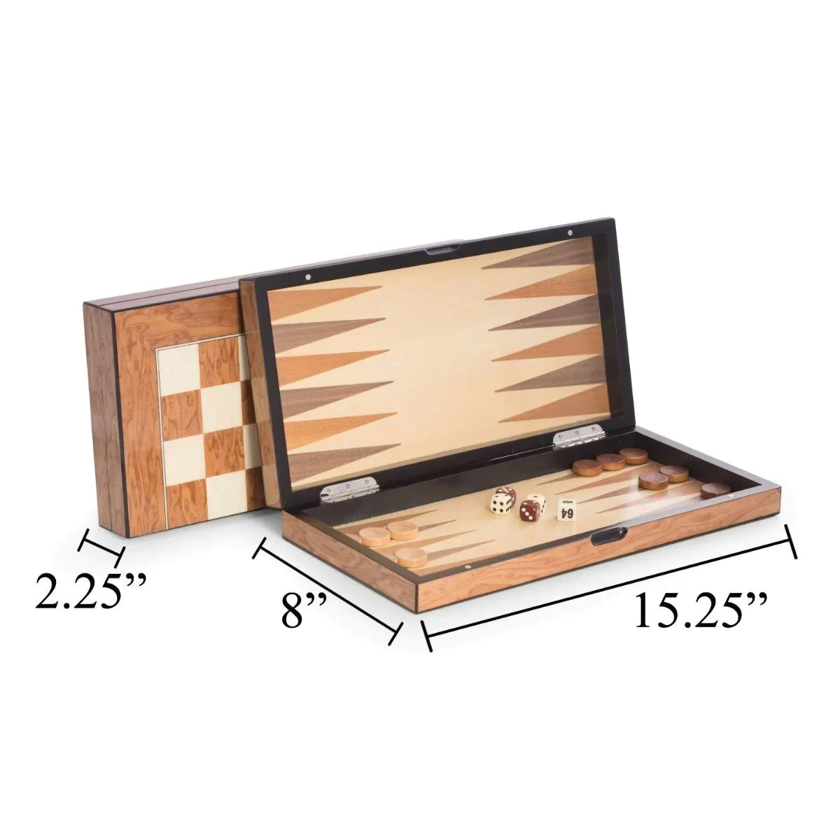 Premium Wooden Backgammon and Chess Set - 2 in 1 Classic Board Games for Adults & Family - Portable Travel Game Set for Home, Office, Camping and Gifts