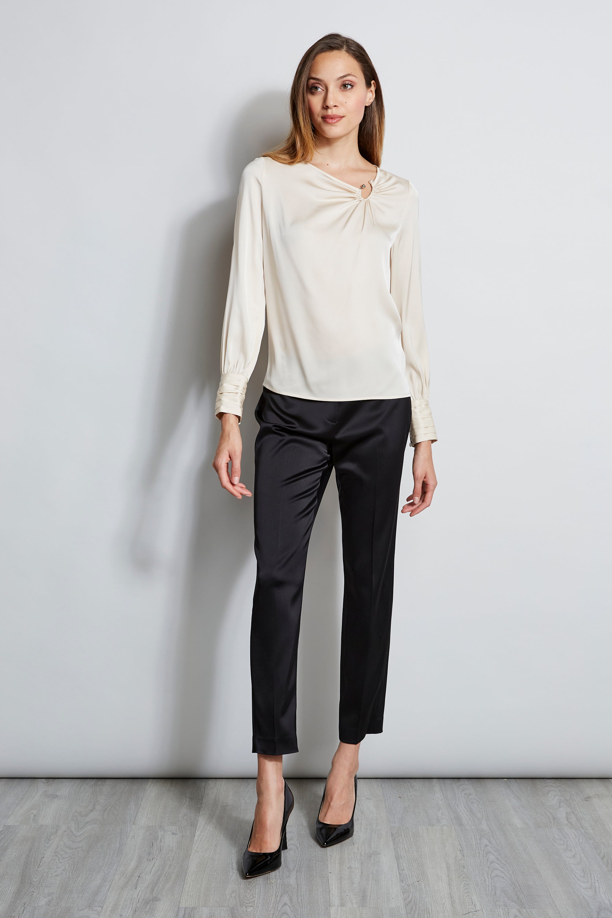 Elegant Asymmetric Silk Pearl Blouse for Women - Perfect for Office Wear, Parties & Special Occasions