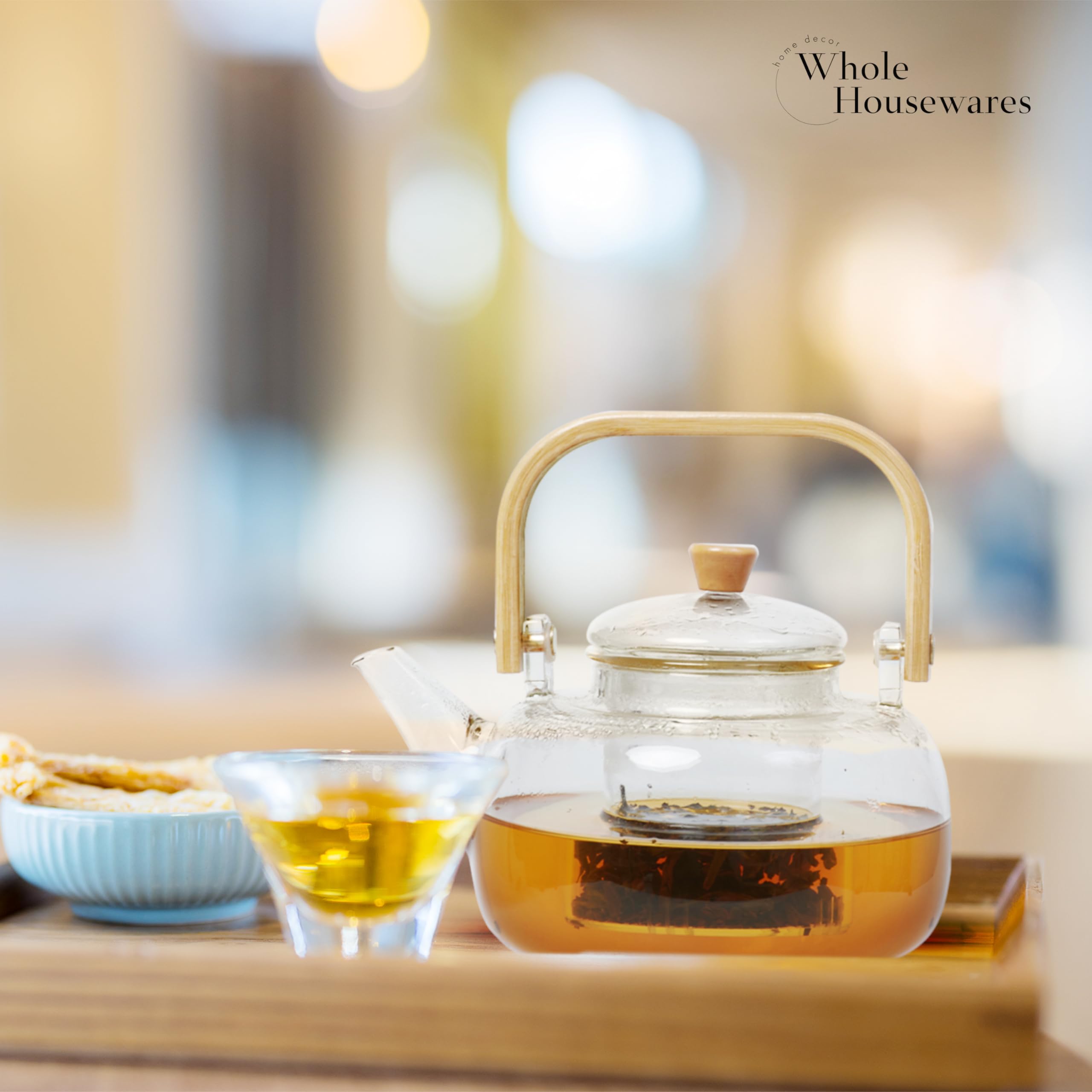 Premium Borosilicate Glass Teapot with Infuser & Bamboo Lid - Clear Stovetop Safe Tea Kettle - Dishwasher & Microwave Friendly - Perfect Gift for Tea Lovers - Ideal for Home, Office, and Tea Ceremonies
