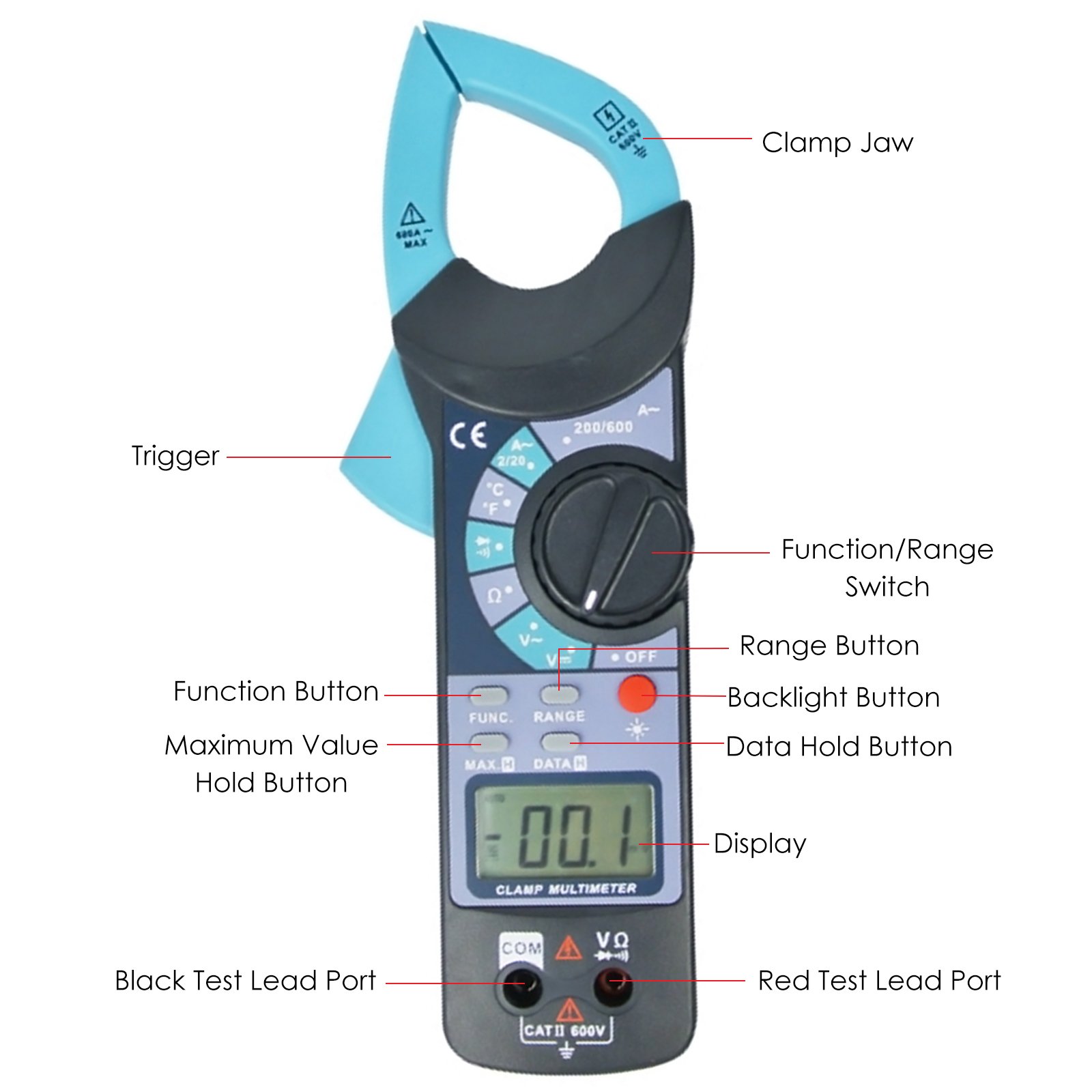 Digital Clamp Meter - AC/DC Current Voltage Tester with Audible Continuity & Resistance Measurement - Perfect for Electricians, HVAC Technicians & DIY Home Electrical Projects