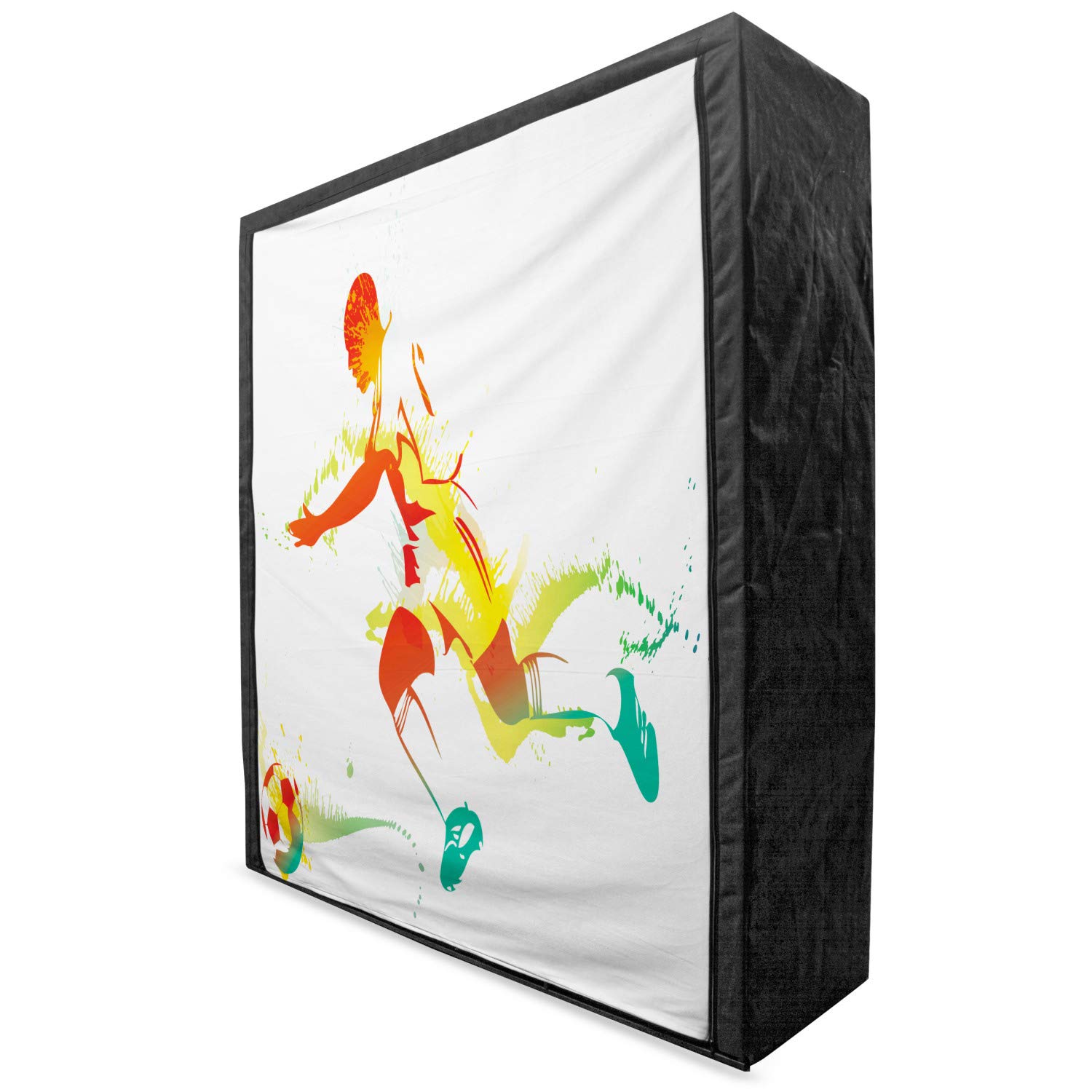 Ambesonne Portable Fabric Wardrobe for Teen Room - Soccer Player Champion Art Design, 59