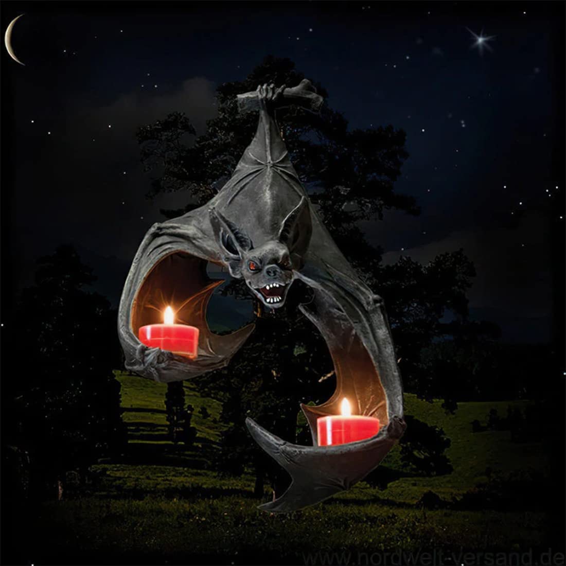 Rustic Medieval Bat Wall Sconce Candle Holder - Halloween Tealight Hanging Decor for Living Room, Bathroom & Bedroom - Gothic Home Decor Sculpture (1PC)