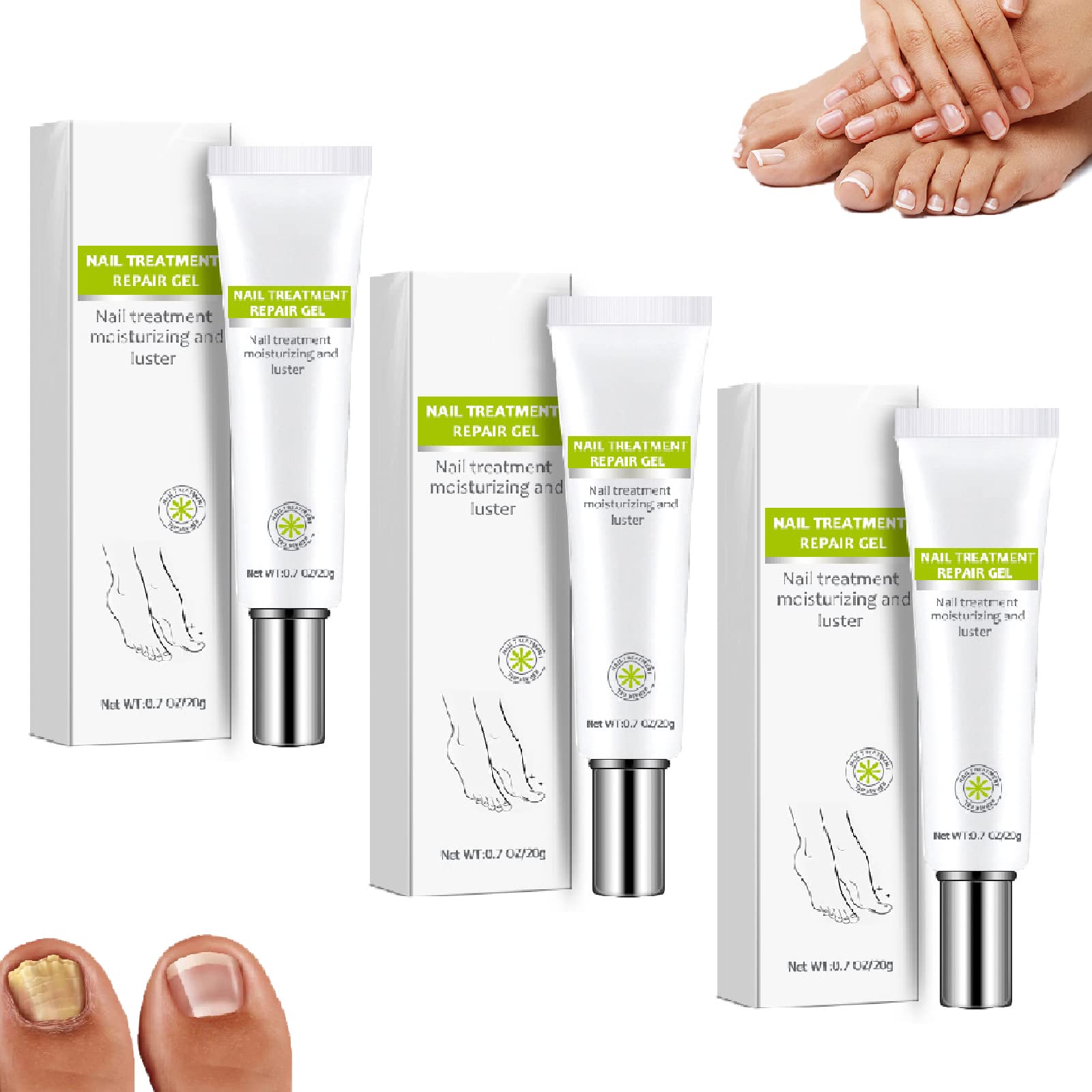 SBZX Efero Nail Repair Treatment Gel - Toenail & Fingernail Fungus Treatment, Restores Discolored & Damaged Nails, Instant Beauty & Health Solution (3 Pack) - Perfect for At-Home Nail Care & Salon Treatments