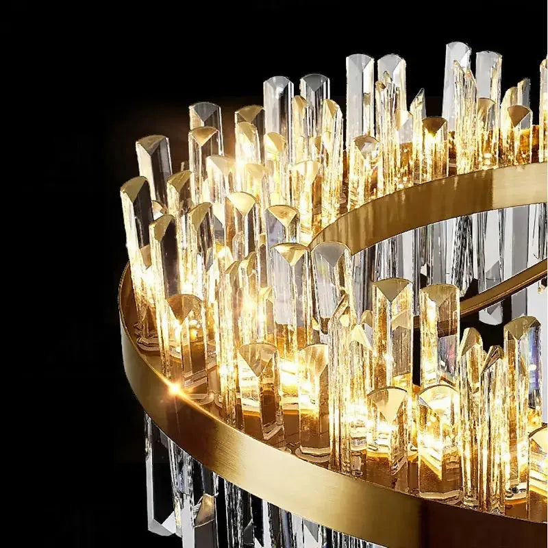Elegant Cesi Foyer Crystal Chandelier - Black, Silver & Gold Finish - Perfect for Entryway, Dining Room & Luxury Home Decor