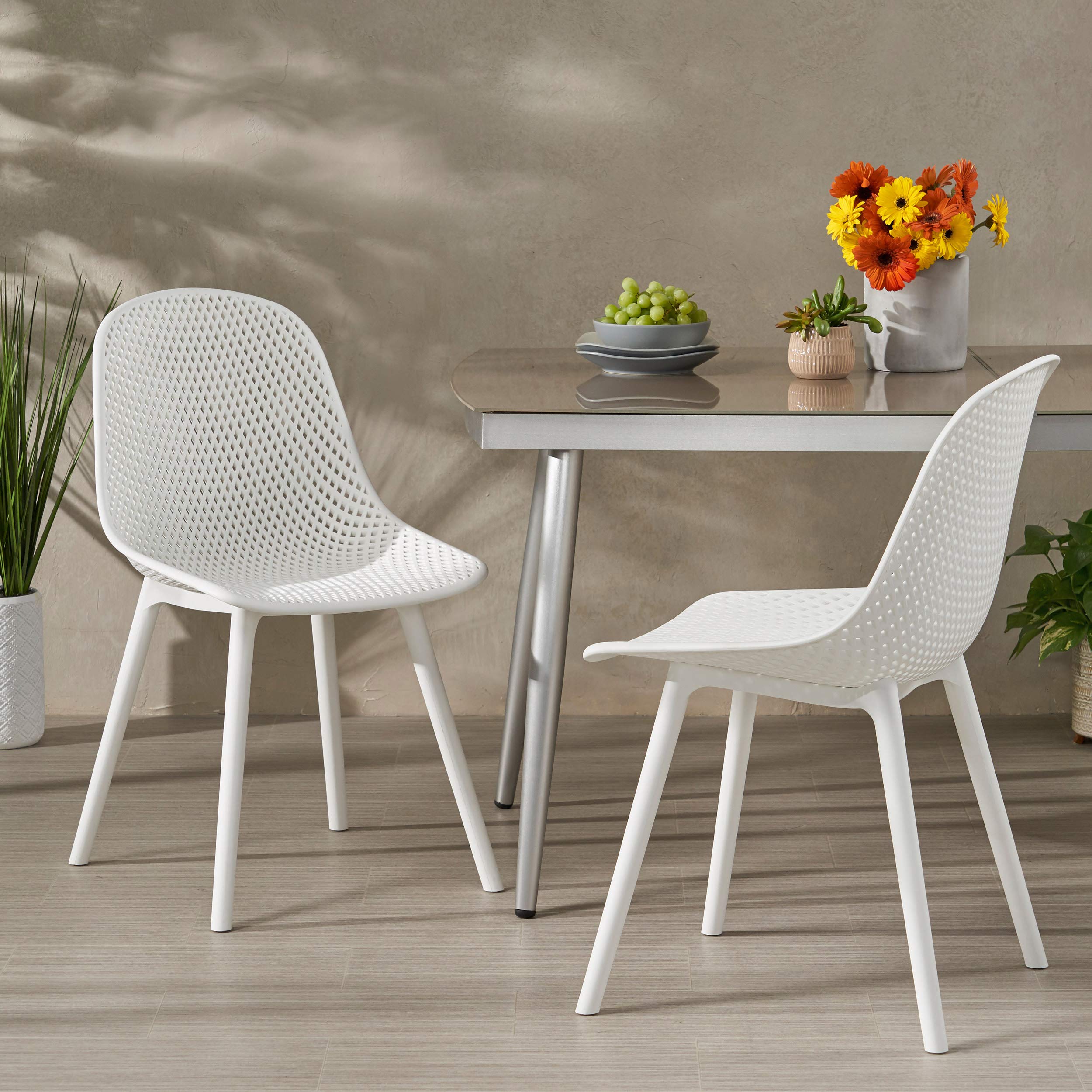 Christopher Knight Home Darleen Outdoor Dining Chairs (Set of 2) - Weather-Resistant White Patio Furniture for Garden, Poolside & Backyard Dining