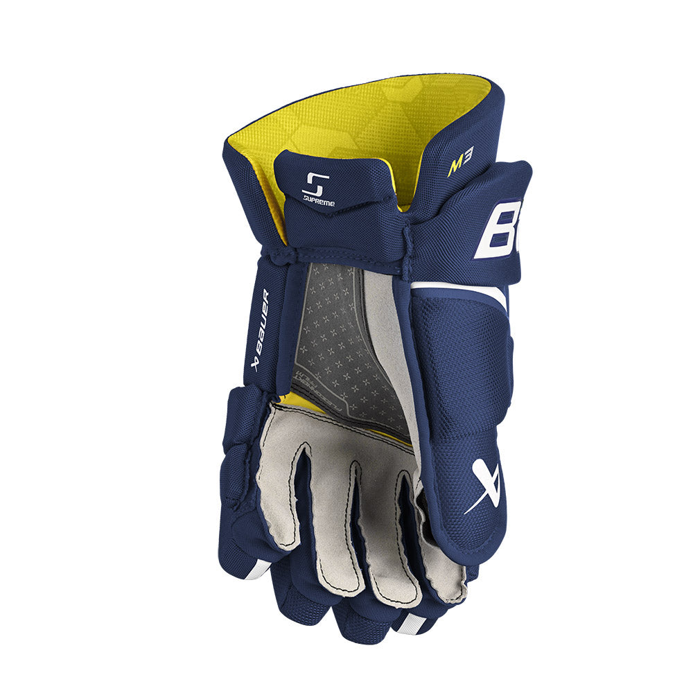 Bauer Supreme M3 Intermediate Ice Hockey Gloves - Protective Hockey Gear for Youth & Adult Players - Perfect for Ice Rink Games & Practice Sessions
