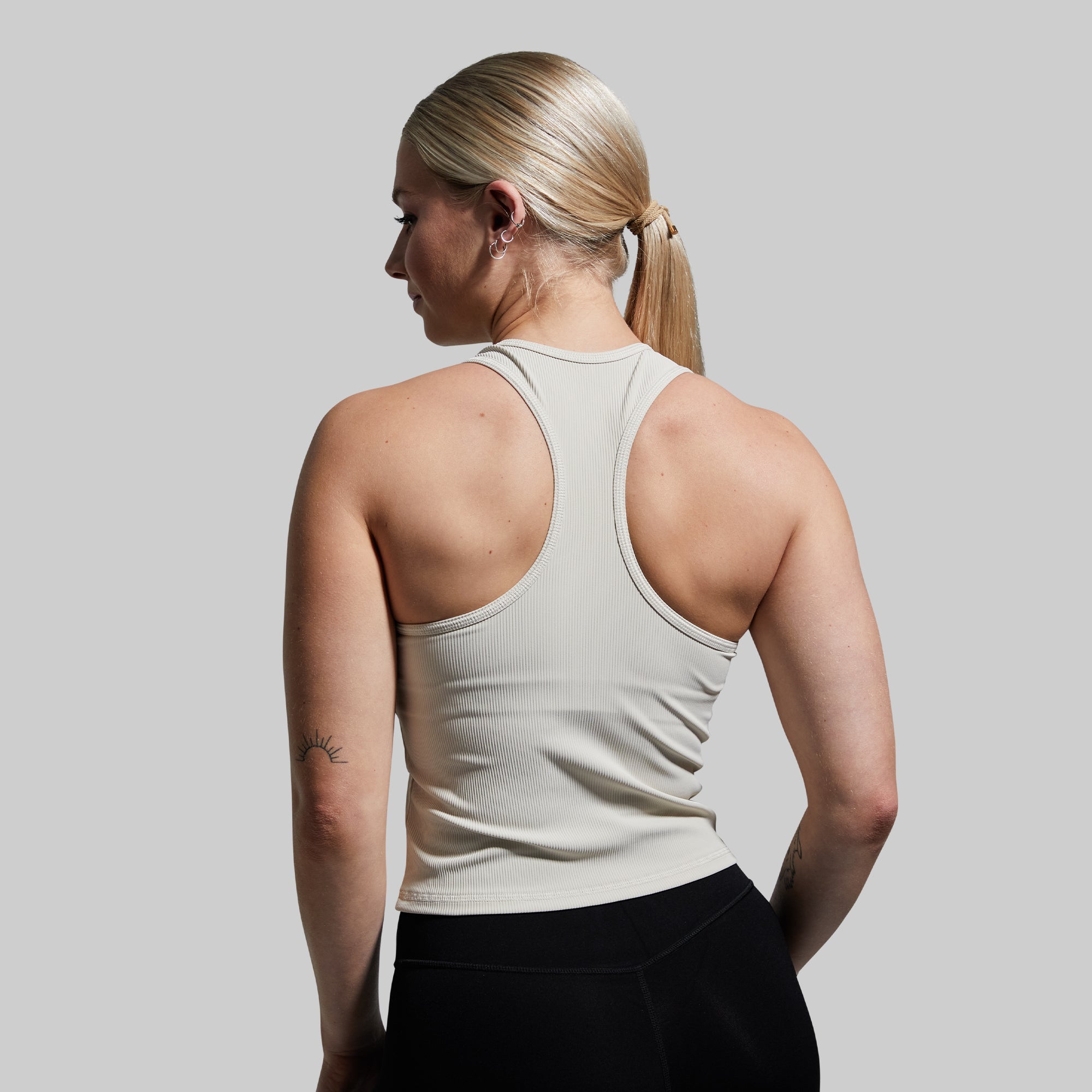 Women's Perfect Ribbed Tank Top - Soft Oatmeal Color | Casual & Layering Essential for Summer Outfits & Beach Wear
