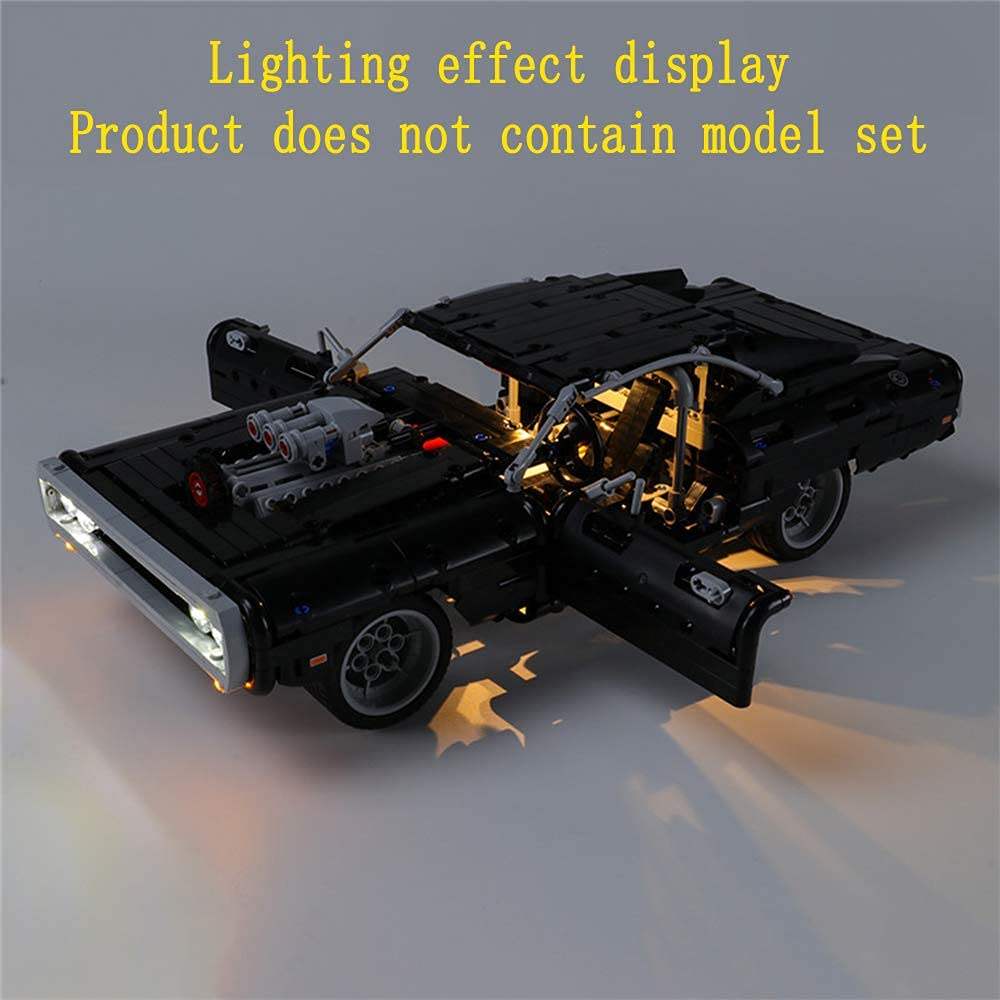GEAMENT LED Light Kit for Dodge Charger Dom - Compatible with Lego Technic Fast & Furious 42111 Building Blocks (Model Not Included) - Perfect for Movie Fans & Car Enthusiasts DIY Projects
