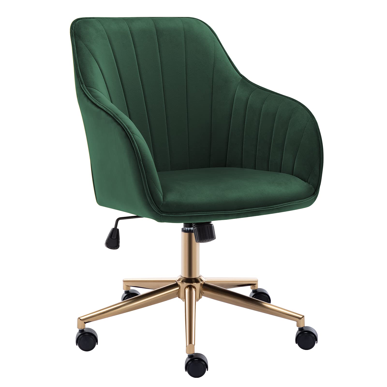 Duhome Velvet Desk Chair with Wheels - Adjustable Swivel Office Chair in Dark Green for Home, Living Room & Bedroom | Ergonomic Comfort for Work & Study