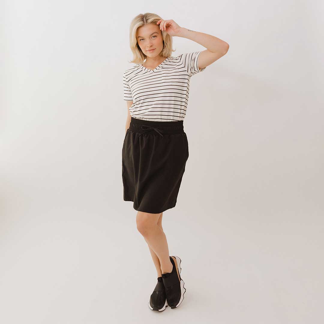 Cher Skirt for Women - Elegant Black Midi Skirt with Stretchy Waistband | Perfect for Office, Party & Casual Wear