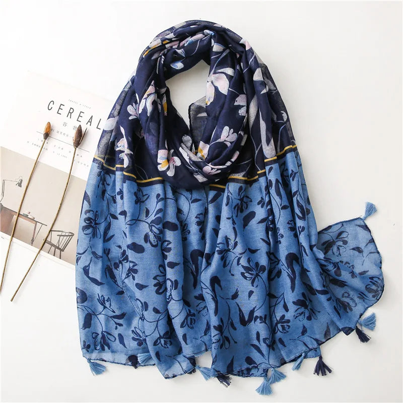 2023 Fashion Paisley Abstract Floral Tassel Viscose Shawl Scarf - Women's Lightweight Pashmina Wrap Stole & Muslim Hijab (180x90cm) - Perfect for Daily Wear, Office, Parties & Prayer