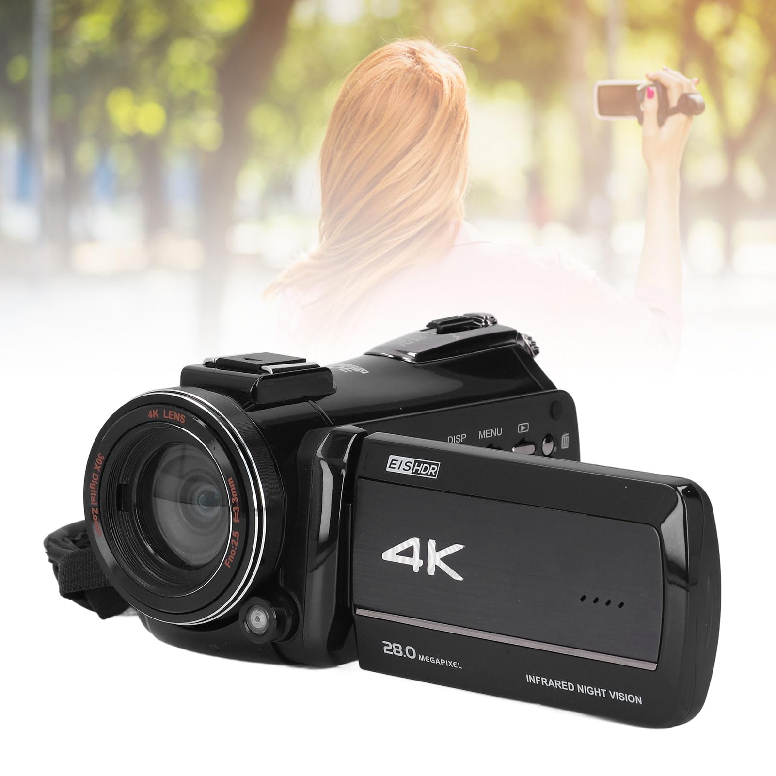 4K Video Camera Camcorder 28MP 60FPS with IR Night Vision & 30X Zoom - 3.0