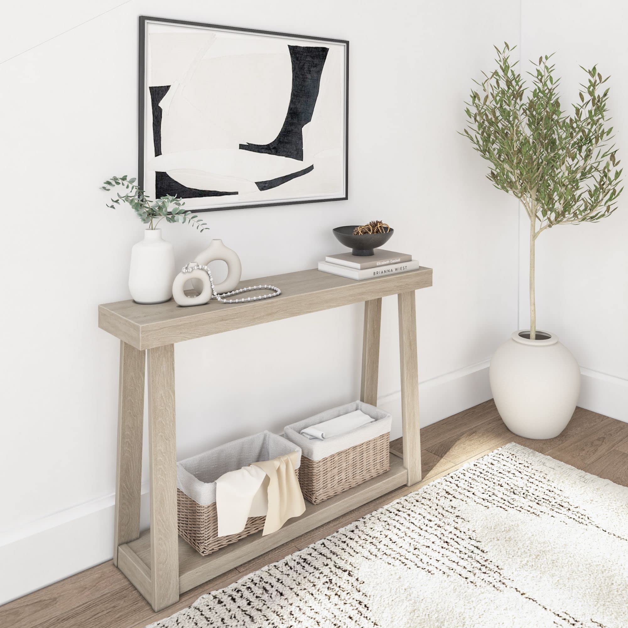 Solid Wood Console Table with Storage Shelf - 46.25