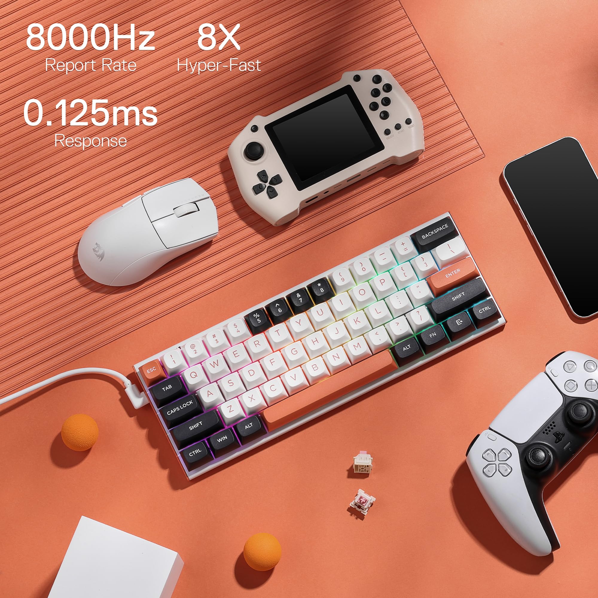 Redragon K683 60% Wired Mechanical Gaming Keyboard - Fast Actuation for Competitive Play