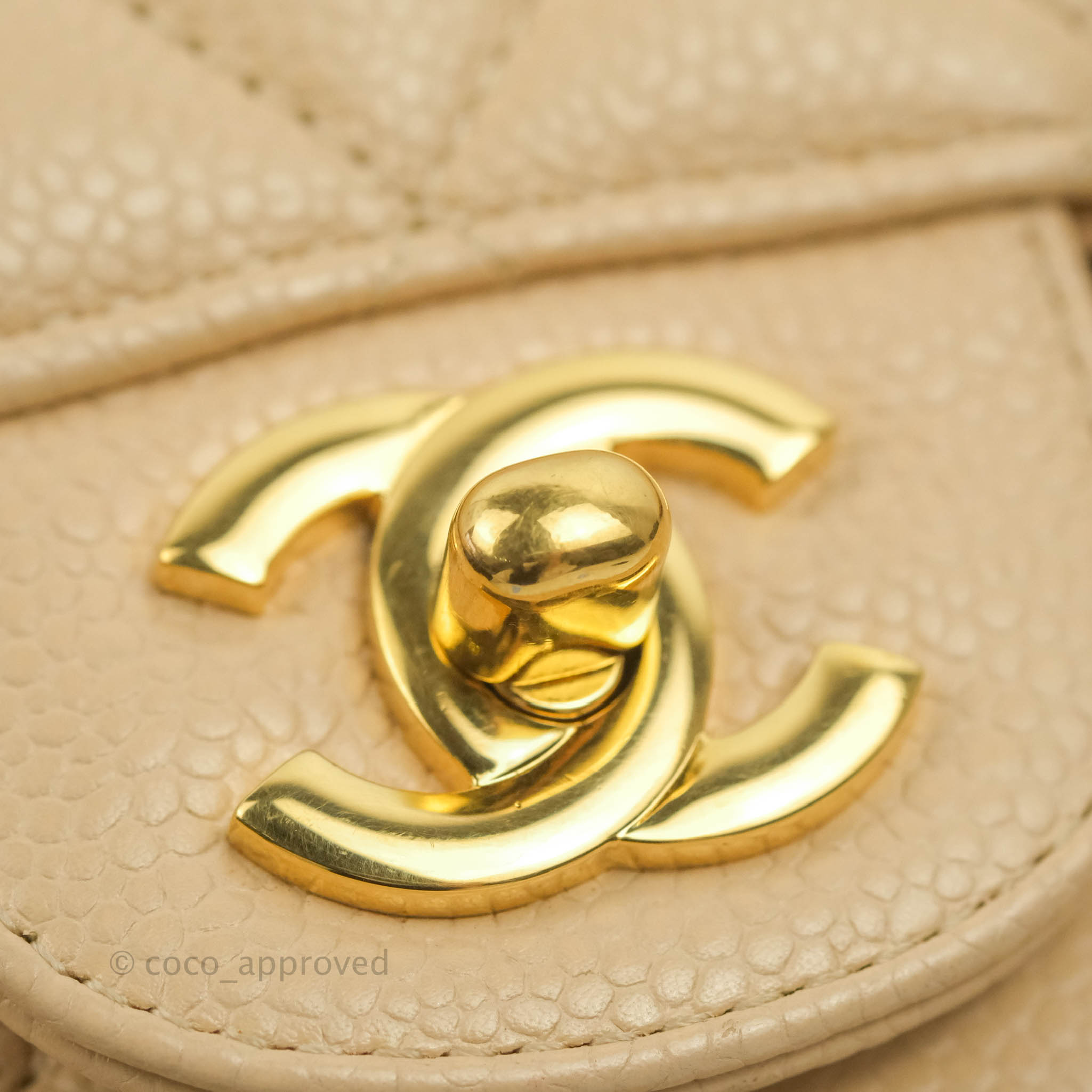 Chanel Classic M/L Medium Flap Bag - Quilted Beige Caviar Leather with Gold Hardware | Luxury Shoulder Bag for Women, Perfect for Work, Parties & Special Occasions