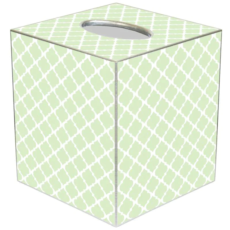 Chelsea Mint Green Decoupage Wastebasket with Optional Tissue Box Cover - Elegant Bathroom & Bedroom Trash Can for Home Decor