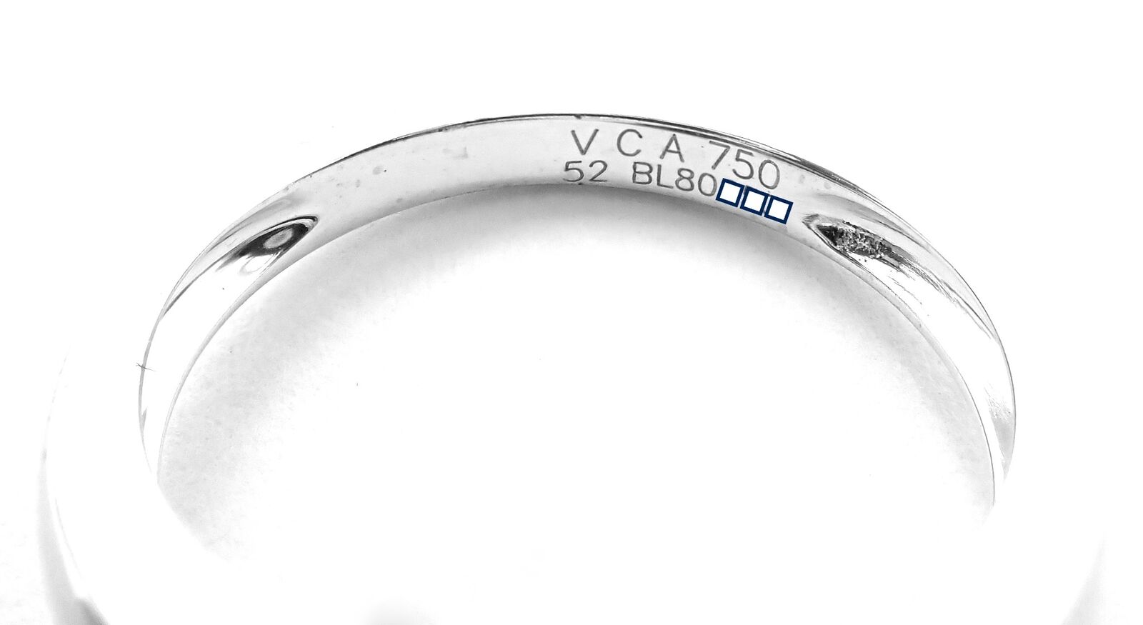 Authentic Van Cleef & Arpels Alhambra 18k White Gold Diamond Turquoise Ring - Luxury Jewelry for Weddings, Anniversaries & Special Occasions