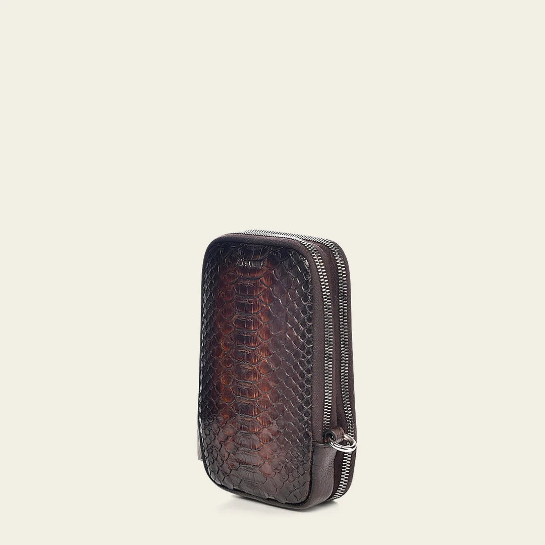 BOC05PH Stylish Small Python Messenger Bag for Men & Women - Fashionable Chocolate Brown Crossbody Bag for Work, Travel & Daily Use