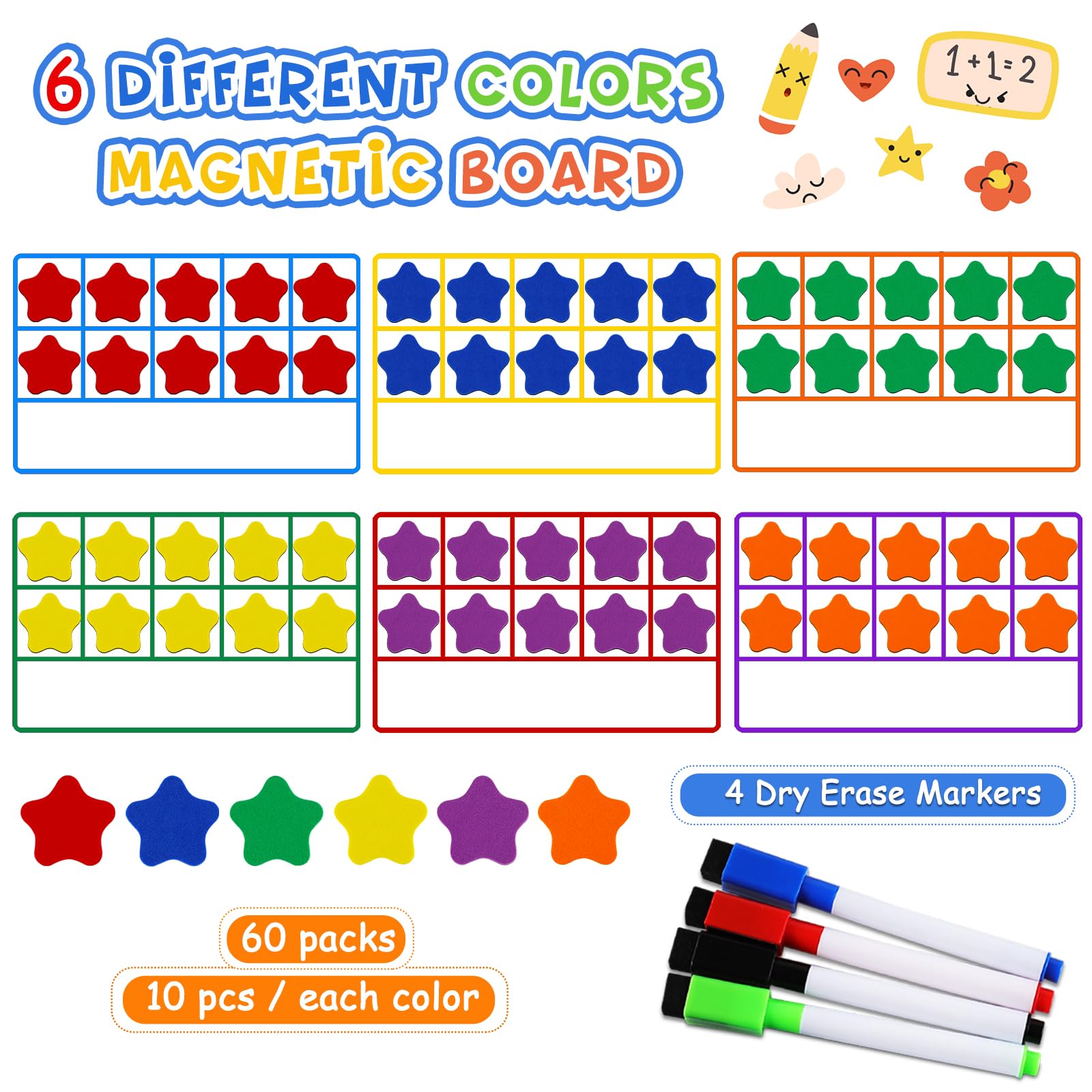 LOOIKOOS Magnetic Ten-Frame Math Set for Kids - Classroom & Homeschool Learning Toys