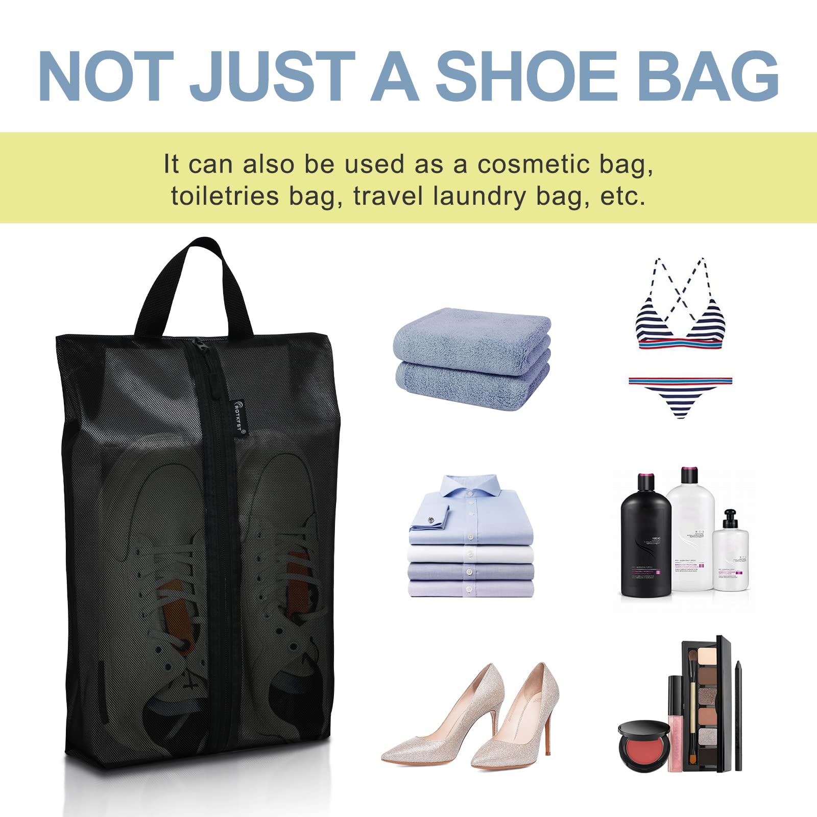 **5-Pack XX-Large Waterproof Shoe Bags for Travel – Translucent Shoe Organizer with Sturdy Zipper for Men & Women (Black) – Perfect for Gym, Hiking & Packing Luggage**