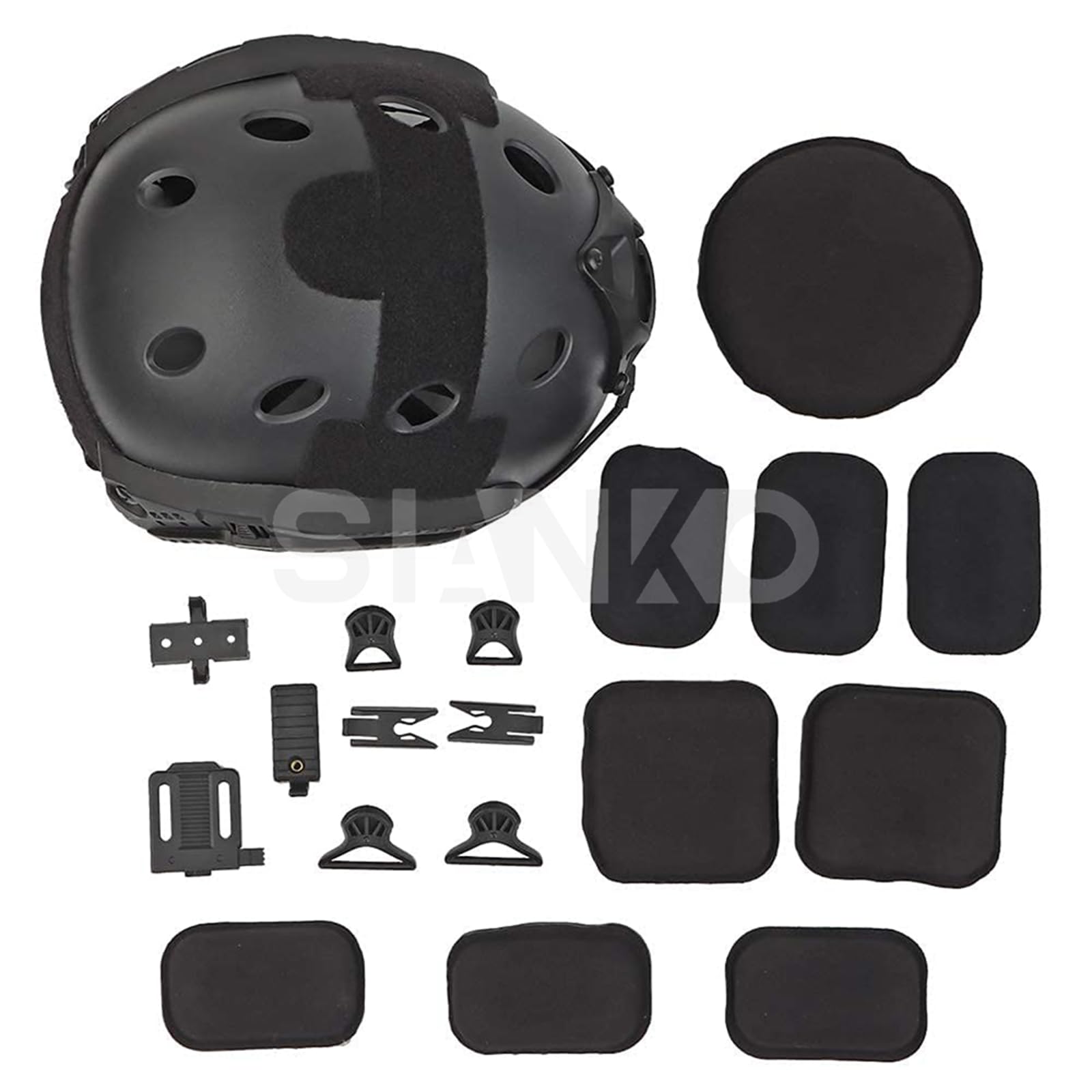 Tactical Paintball & Airsoft Fast PJ Helmet Set with Headset, Helmet Cover, Dummy Flashbang & LED Light - Perfect for Hunting, CQB, CS & Military Simulation Games