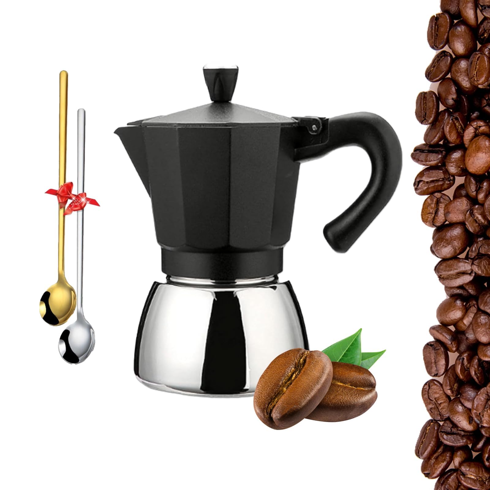 Cafevello Stainless Steel Moka Pot - 6 Cup Espresso Maker for Home & Camping