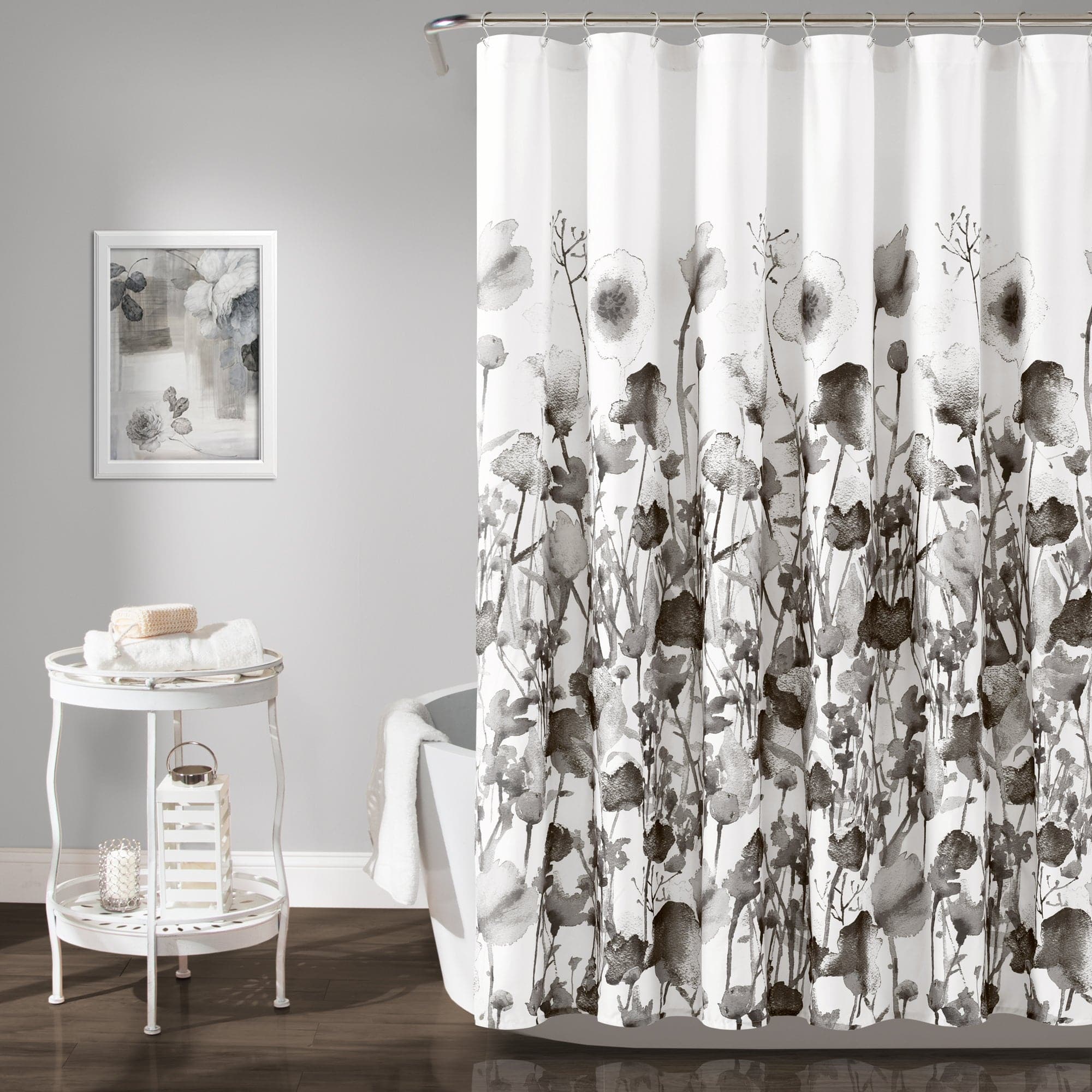 Zuri Flora Waterproof Fabric Shower Curtain - Elegant Bathroom Decor for Modern Homes & Spa-Like Showers