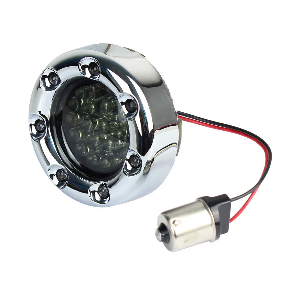 Eagle Lights 2 Inch Bullet Rear Infinity Beam LED Turn Signals with LED Ring Covers for Harley Davidson Motorcycles - Chrome Covers / 1156 Base - Perfect for Custom Bike Builds and Nighttime Visibility