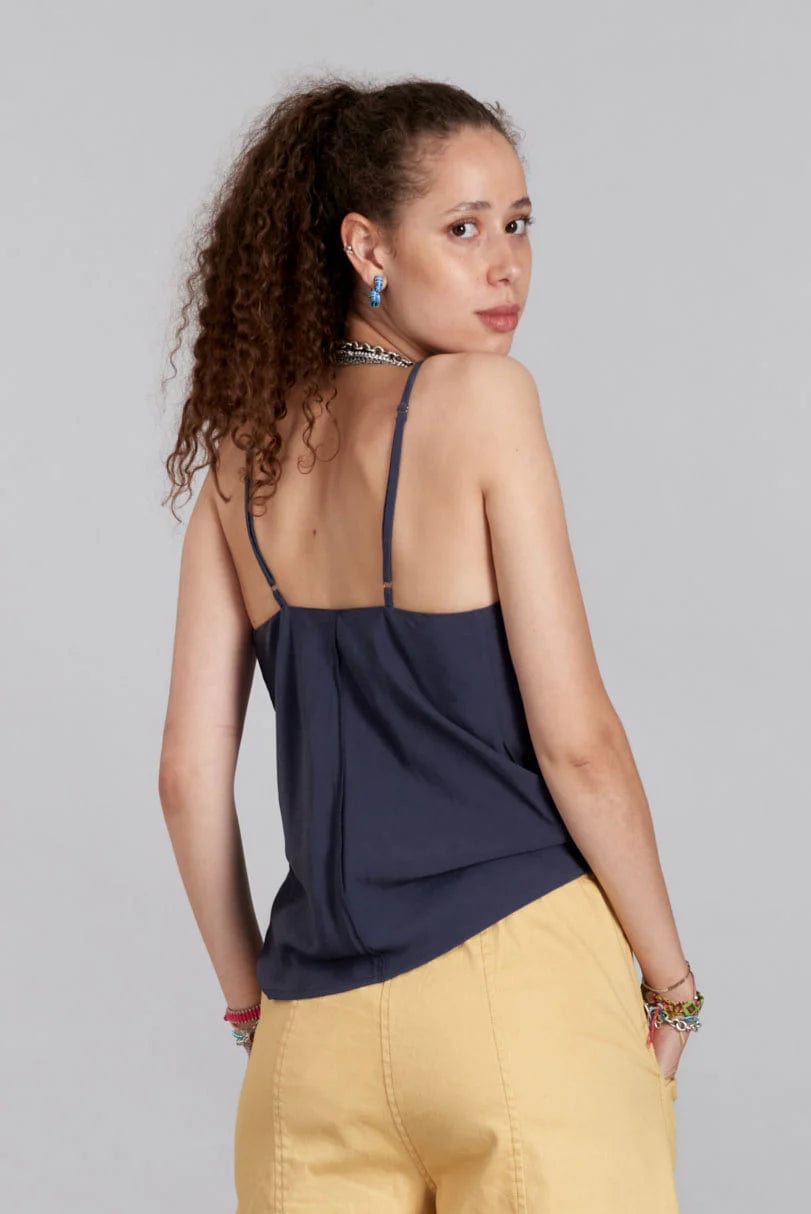 Freida Women's Soft Rayon Camisole Tank Top - Navy Blue Sleeveless Undershirt for Layering, Sleepwear & Summer Outfits