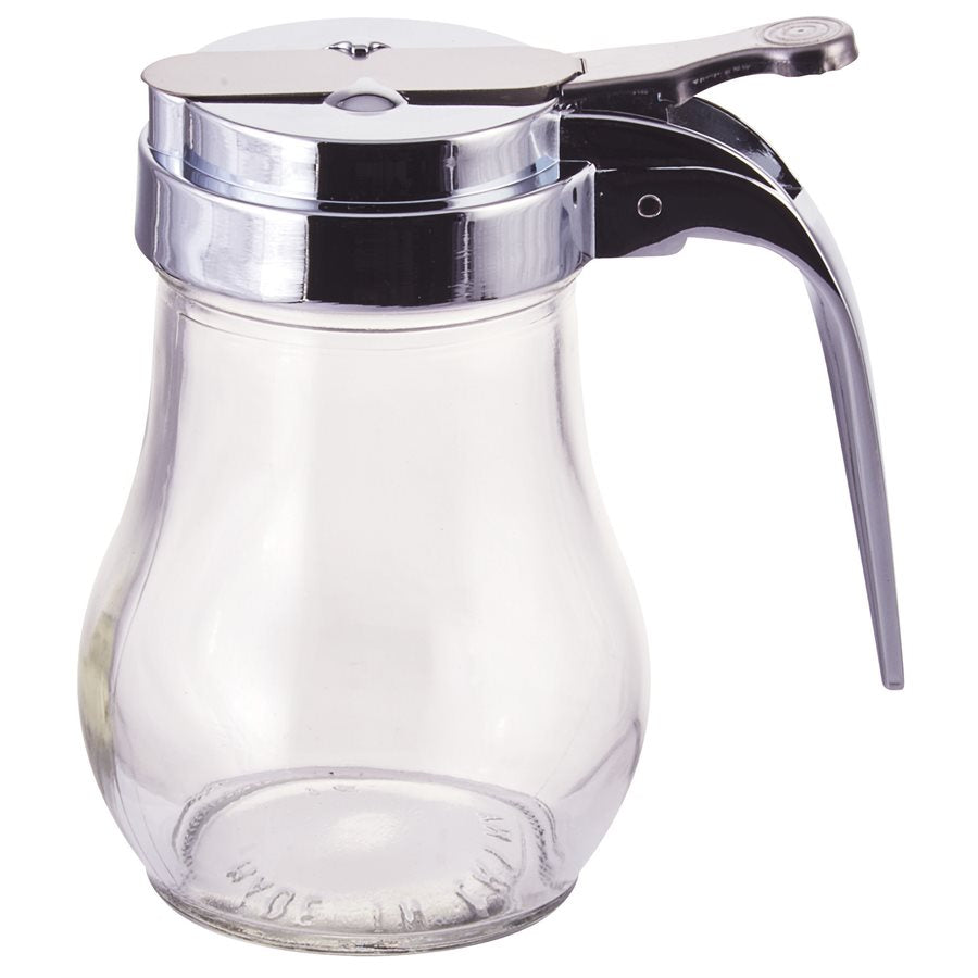 Winco 6 Oz Syrup Dispenser - Premium Stainless Steel Pancake Syrup Bottle with Drip-Free Spout for Restaurants, Cafes & Home Breakfast Use